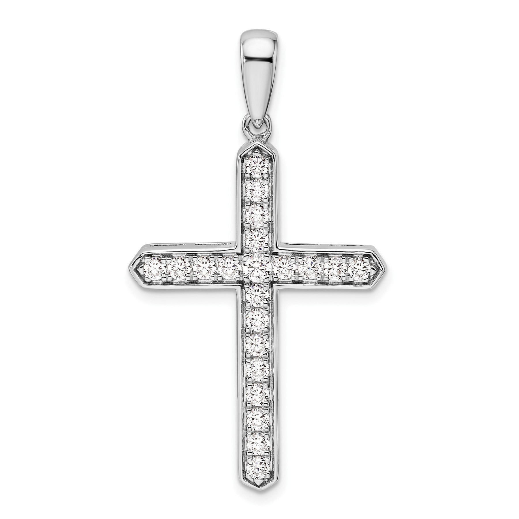 14k White Gold 3/4 carat Lab Grown Diamond Cross Pendant