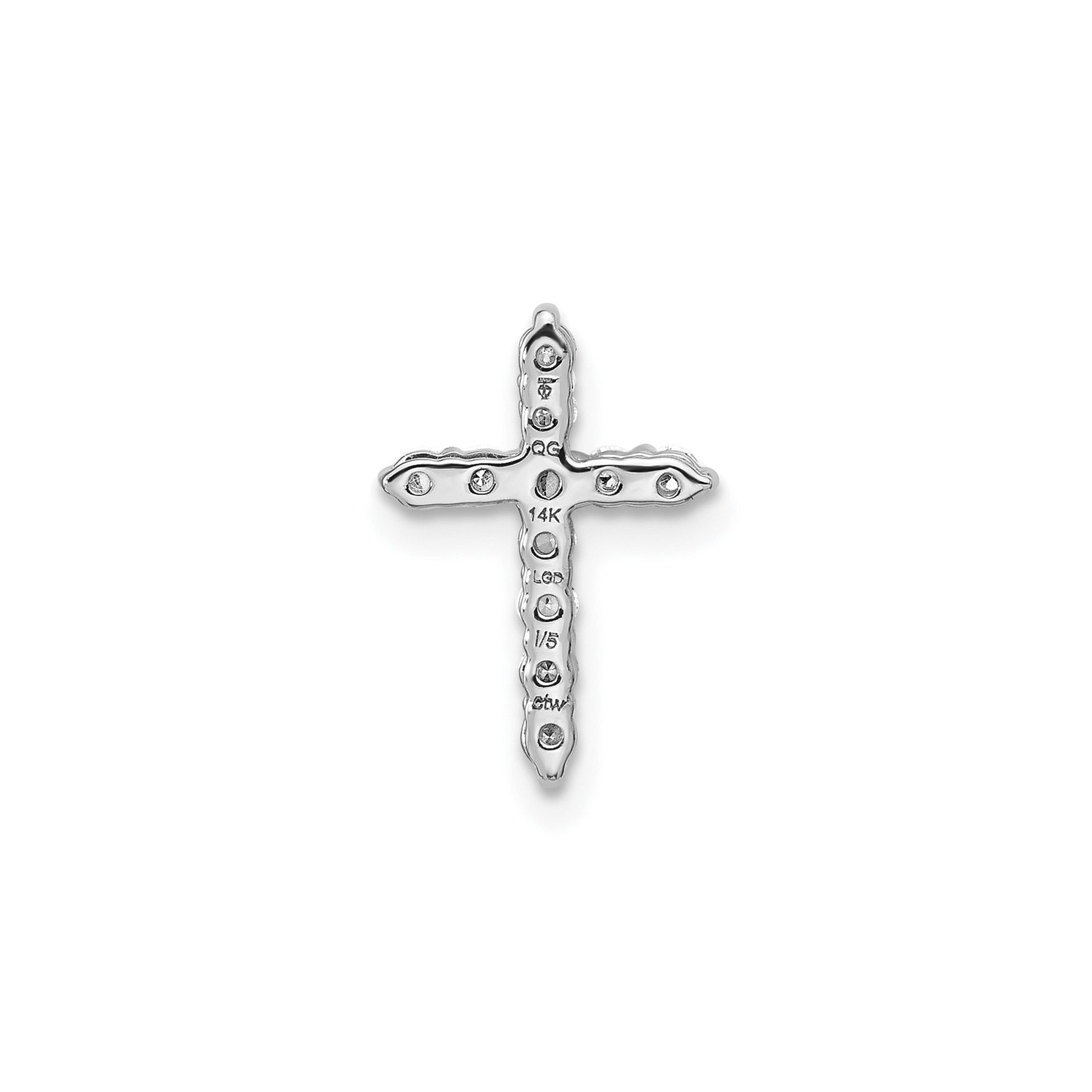 14k Gold Lab Grown Diamond Cross Chain Slide Pendant