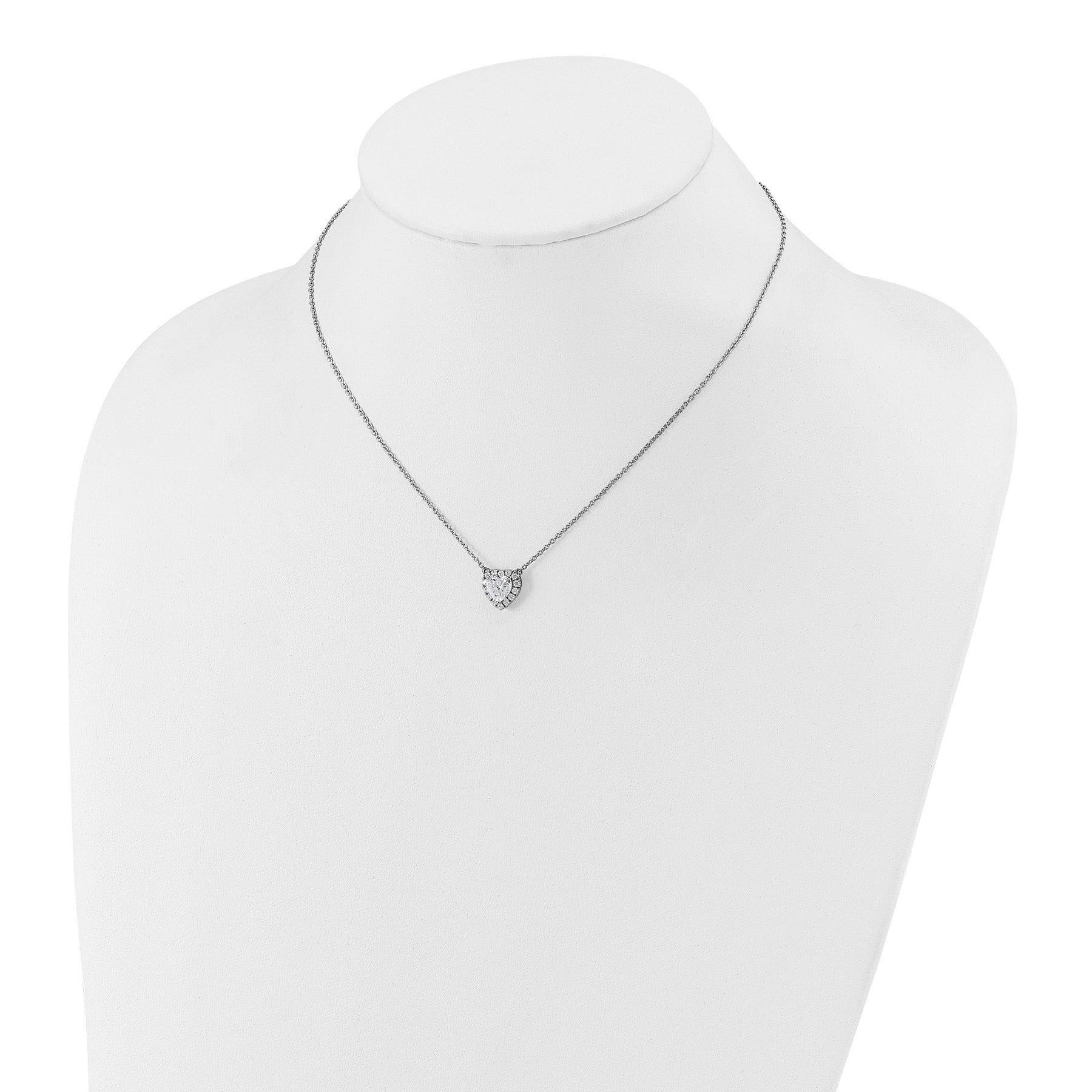 Lab Grown Diamond 14K Halo Heart Gold Necklace 1 1/5 ctw