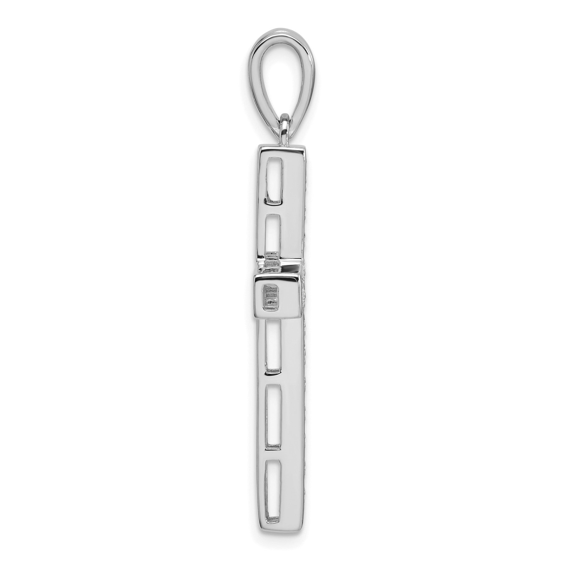 14K White Gold Lab Grown Diamond Cross Pendant 3/4 carat