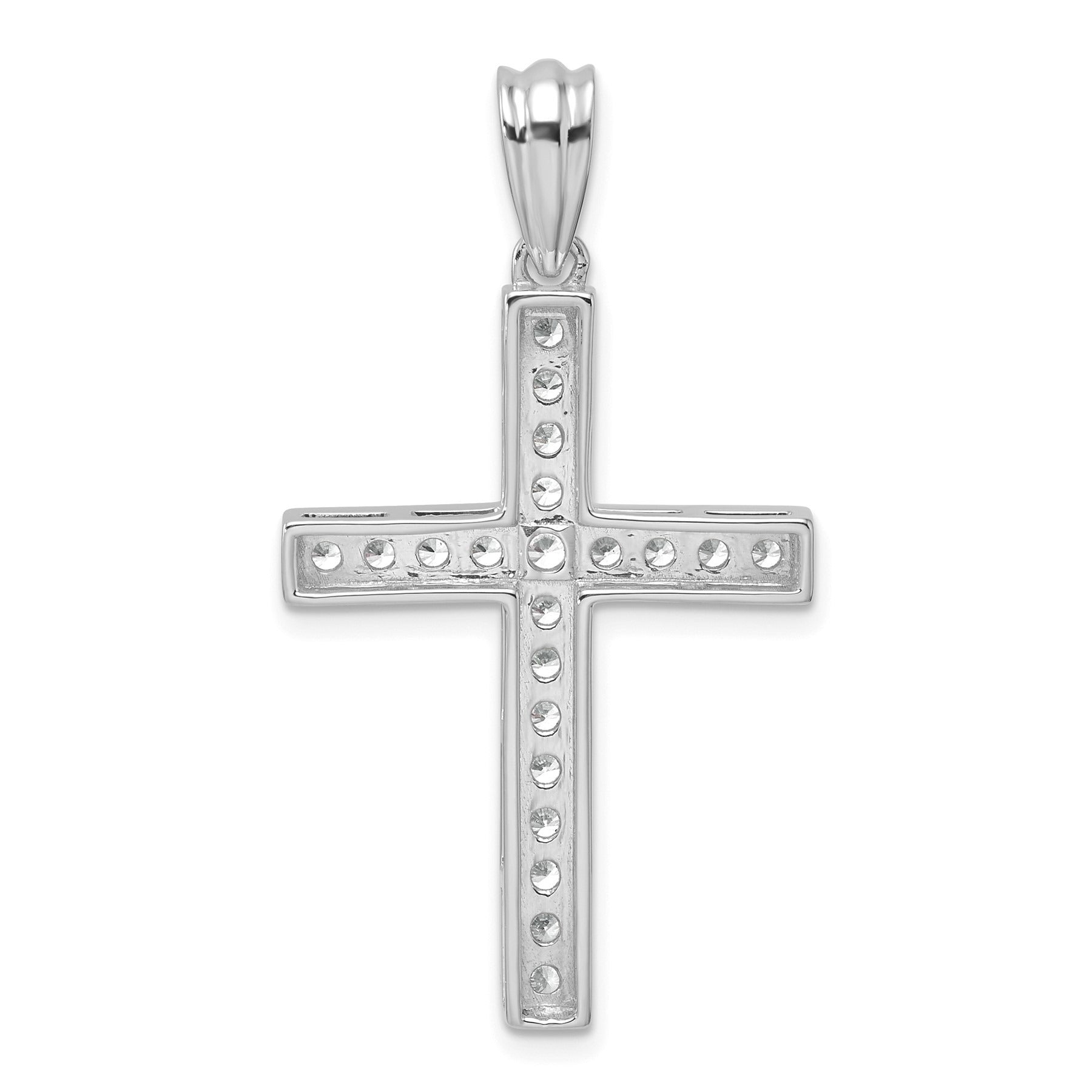 14K White Gold Lab Grown Diamond Cross Pendant 3/4 carat