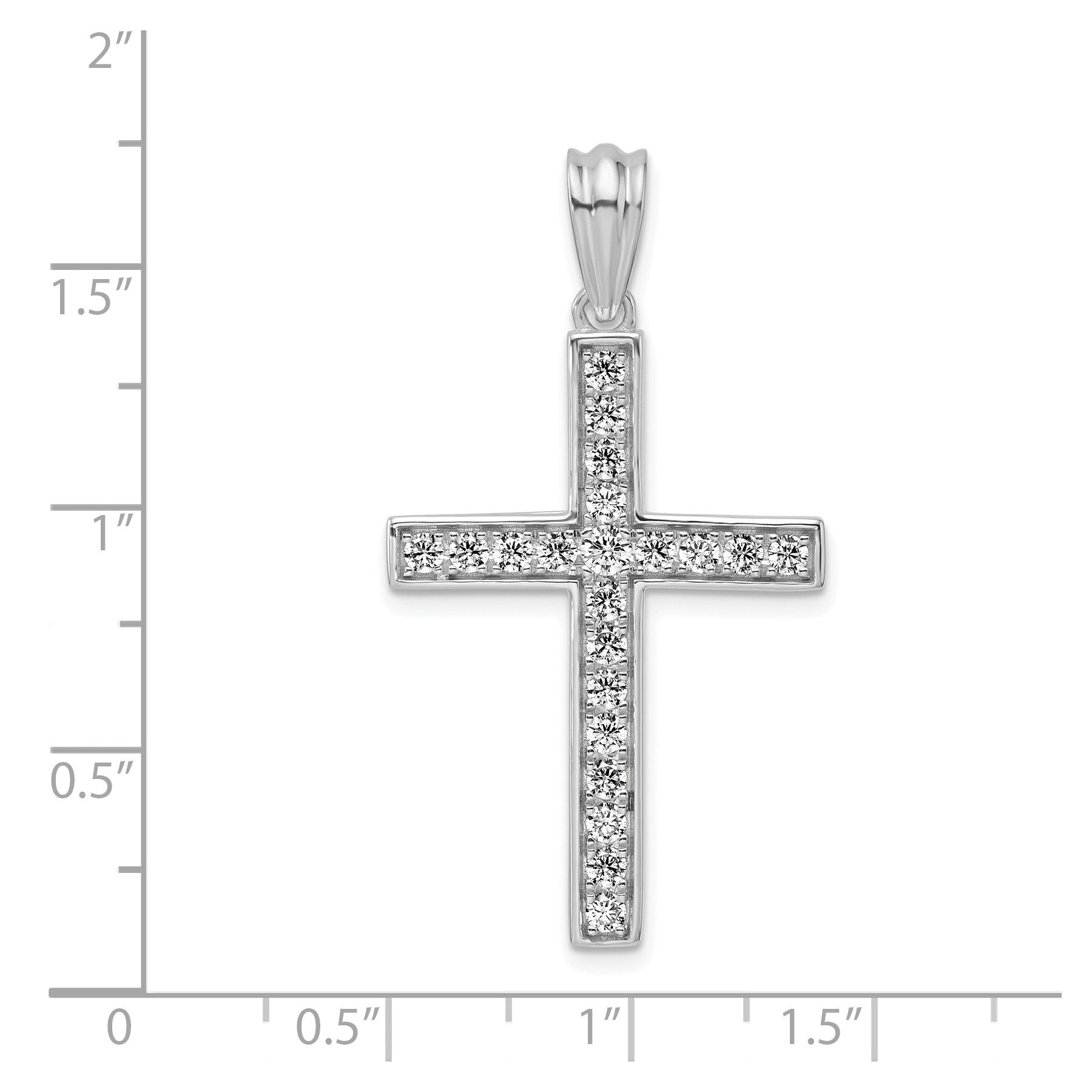 14K White Gold Lab Grown Diamond Cross Pendant 3/4 carat