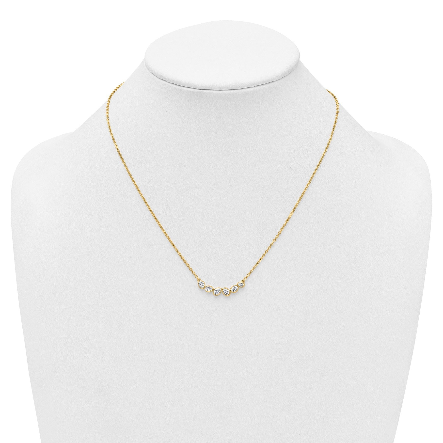 Lab Grown Diamond 14K Gold Leaf Bar Necklace