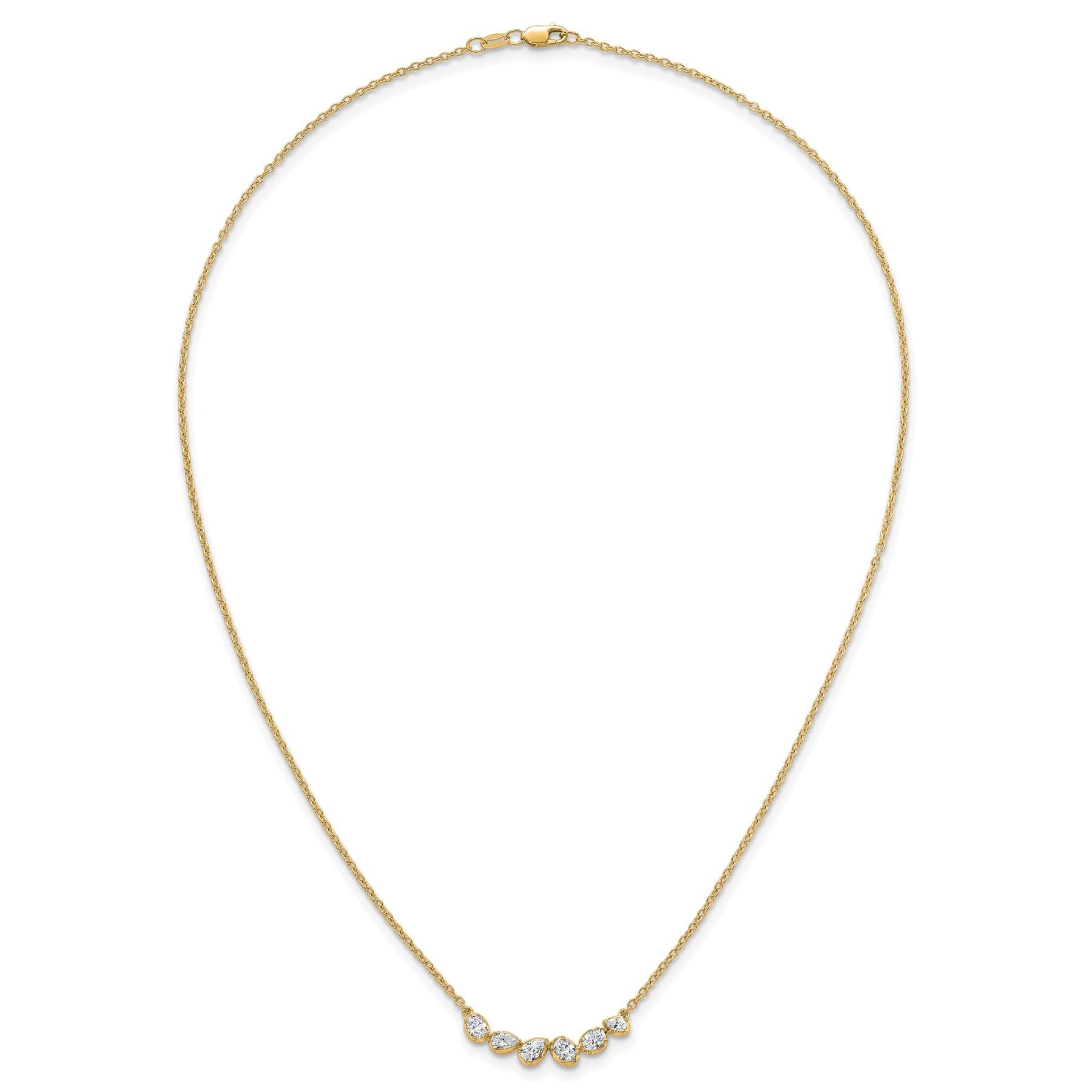 Lab Grown Diamond 14K Gold Leaf Bar Necklace