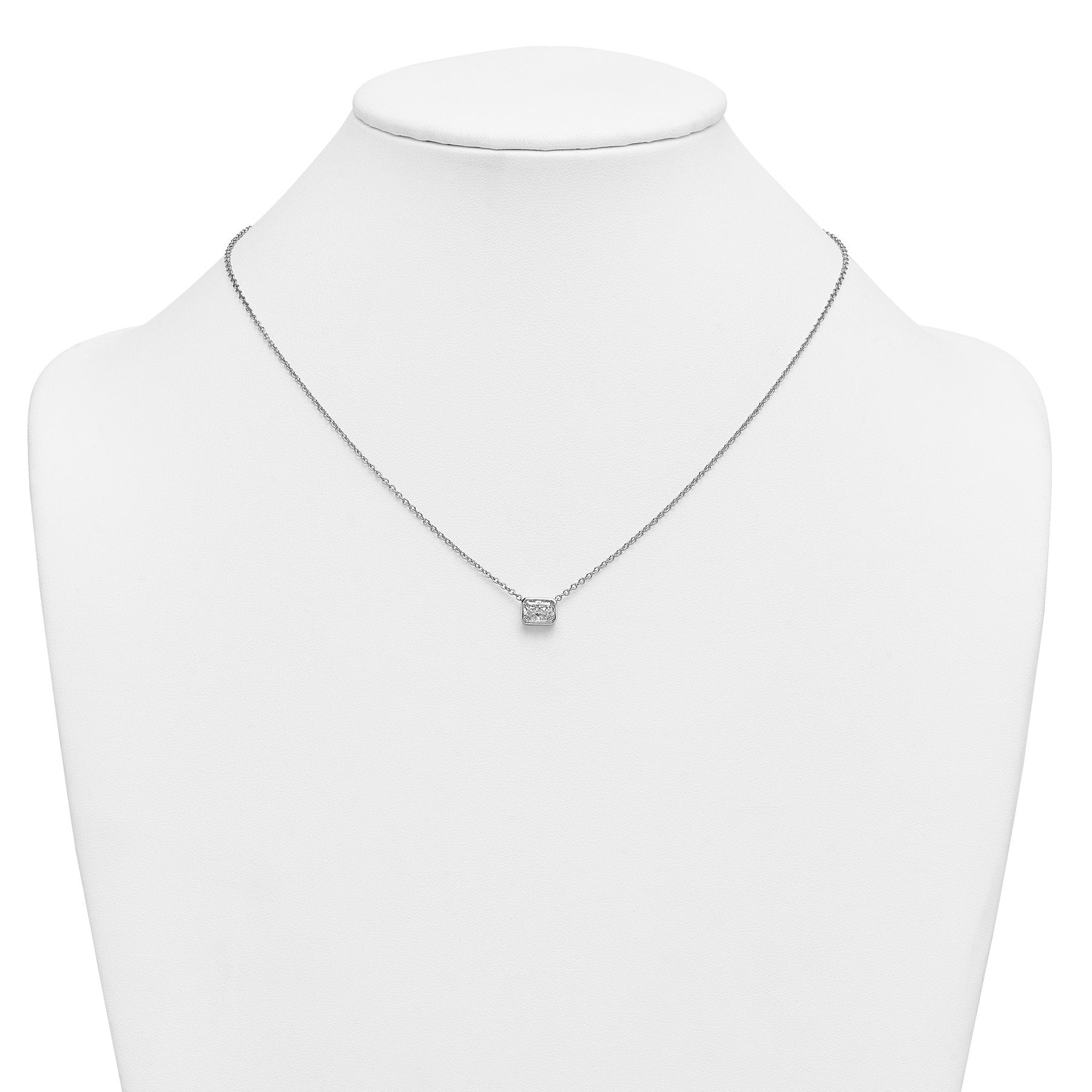 14k White Gold Lab Grown Diamond Bezel Set Solitaire Necklace