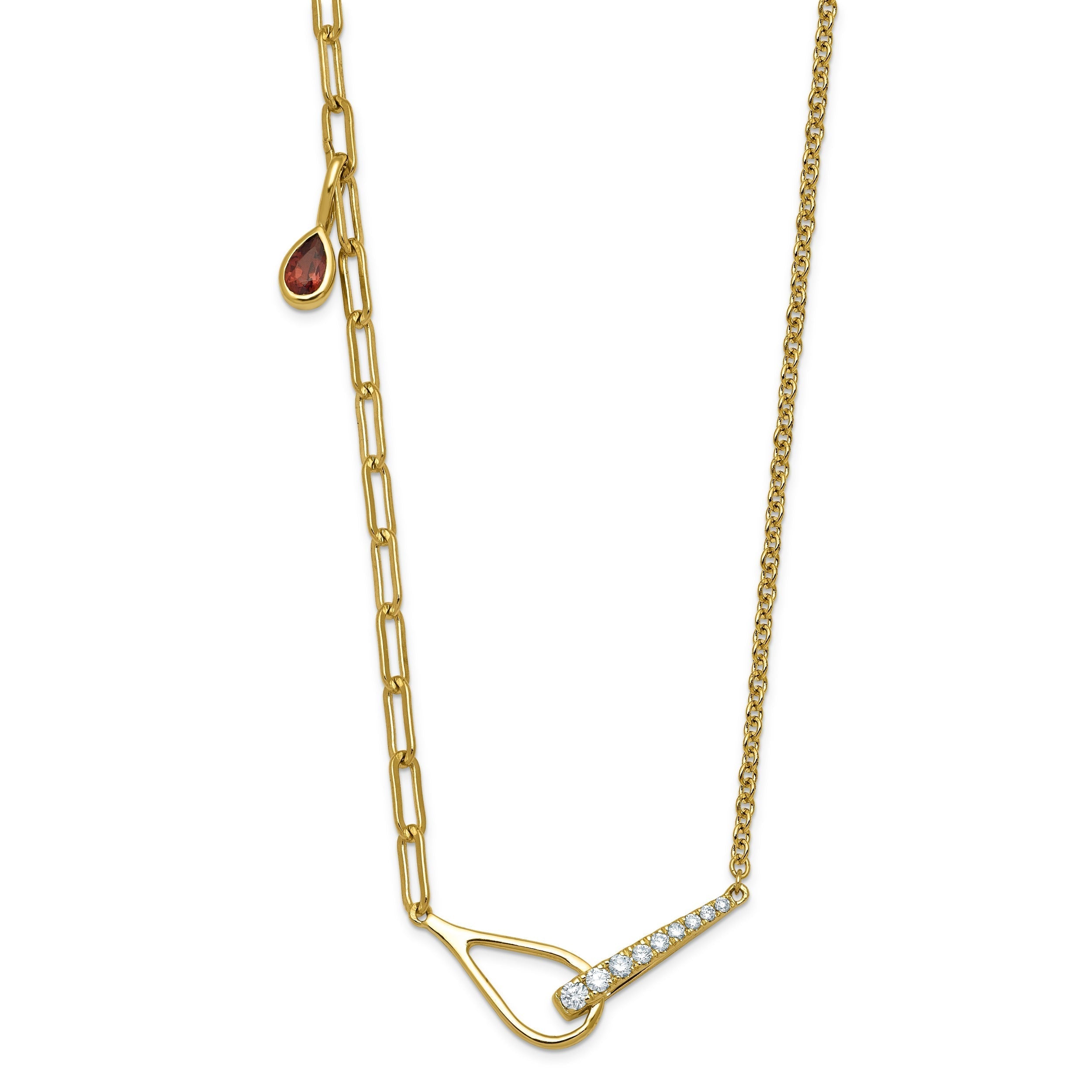 0.11 Ct Round White Lab Grown Diamond Prong 14K Yellow Gold Utility Chic Paperclip Cable Chain Necklace