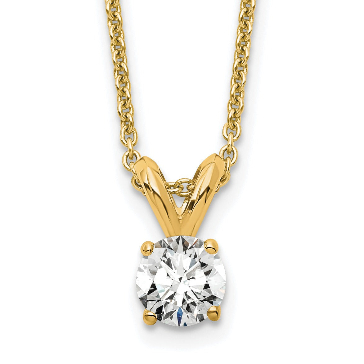 14 Carat Round Lab Grown Diamond Solitaire Necklace