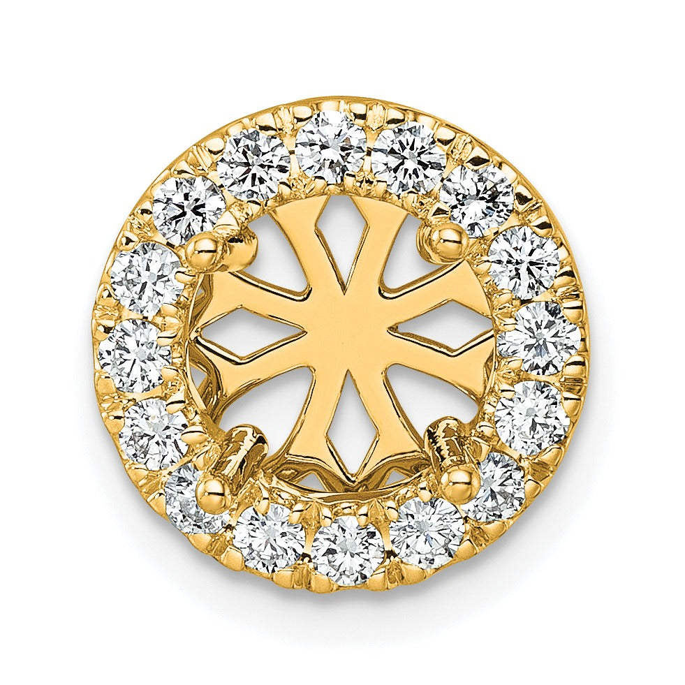 14k Gold Lab Grown Diamond Round Halo Chain Slide Pendant