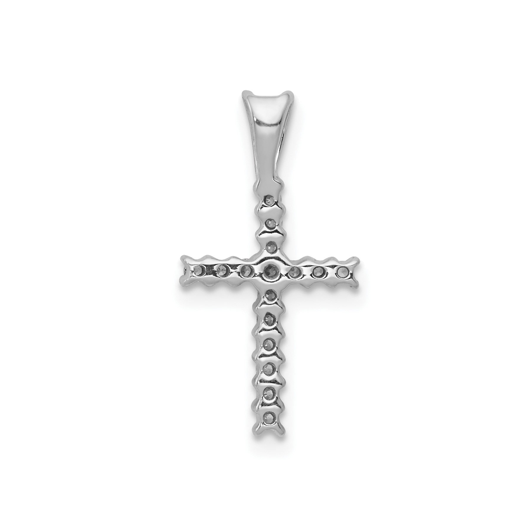 14k White Gold Lab Diamond Latin Cross Pendant 1/6 ct