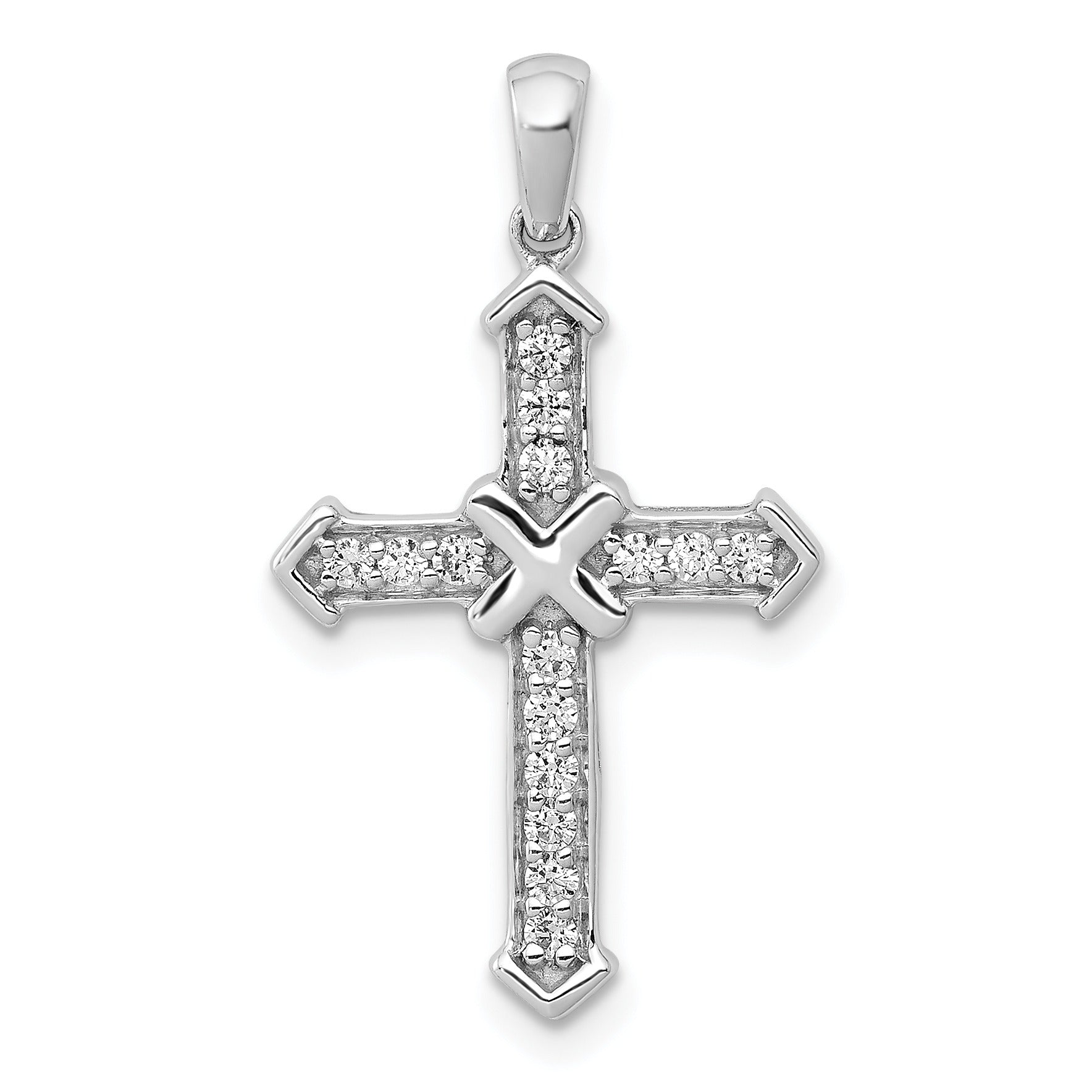 14k Gold 1/6 carat Gold Lab Grown Diamond Cross Pendant