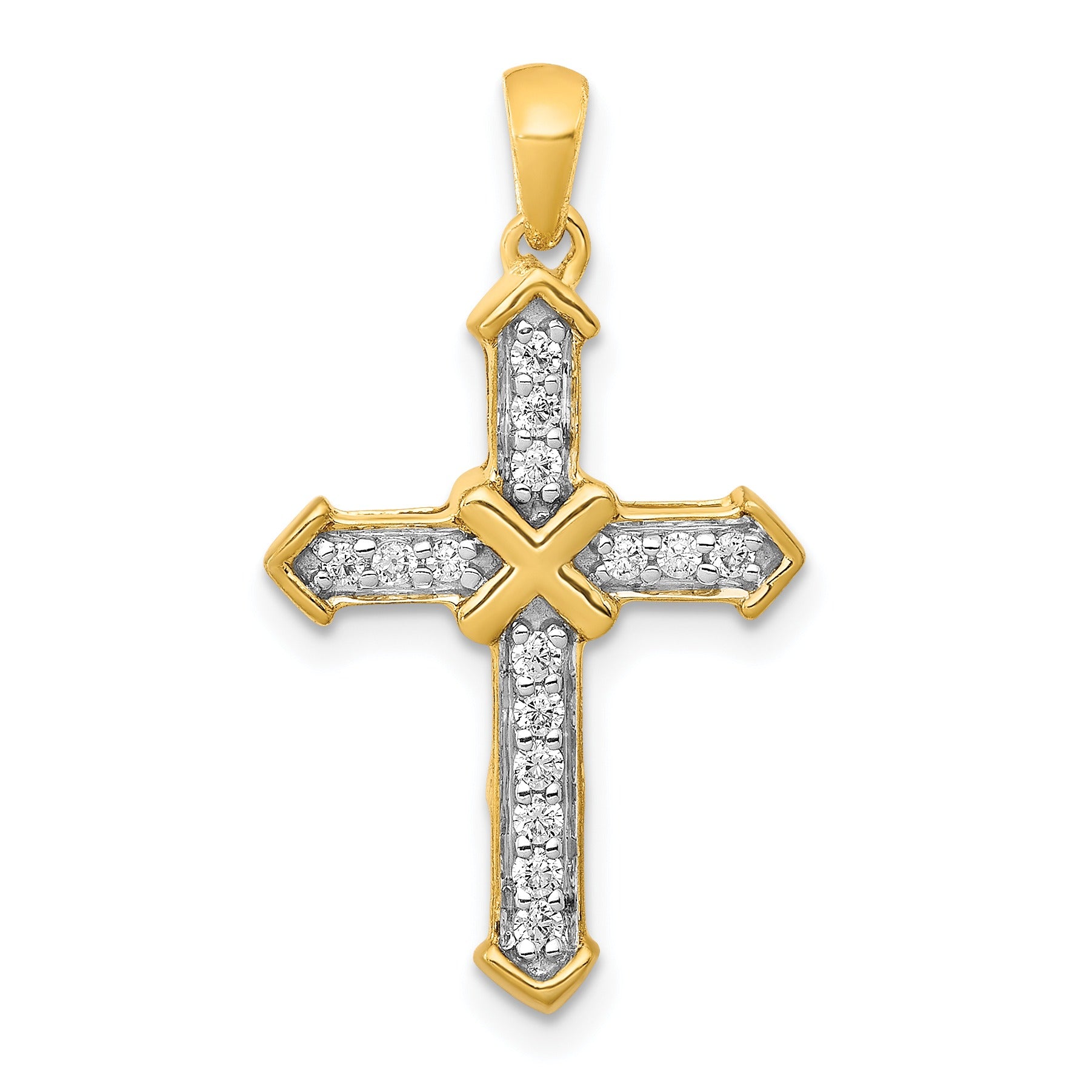 14k Gold 1/6 carat Gold Lab Grown Diamond Cross Pendant