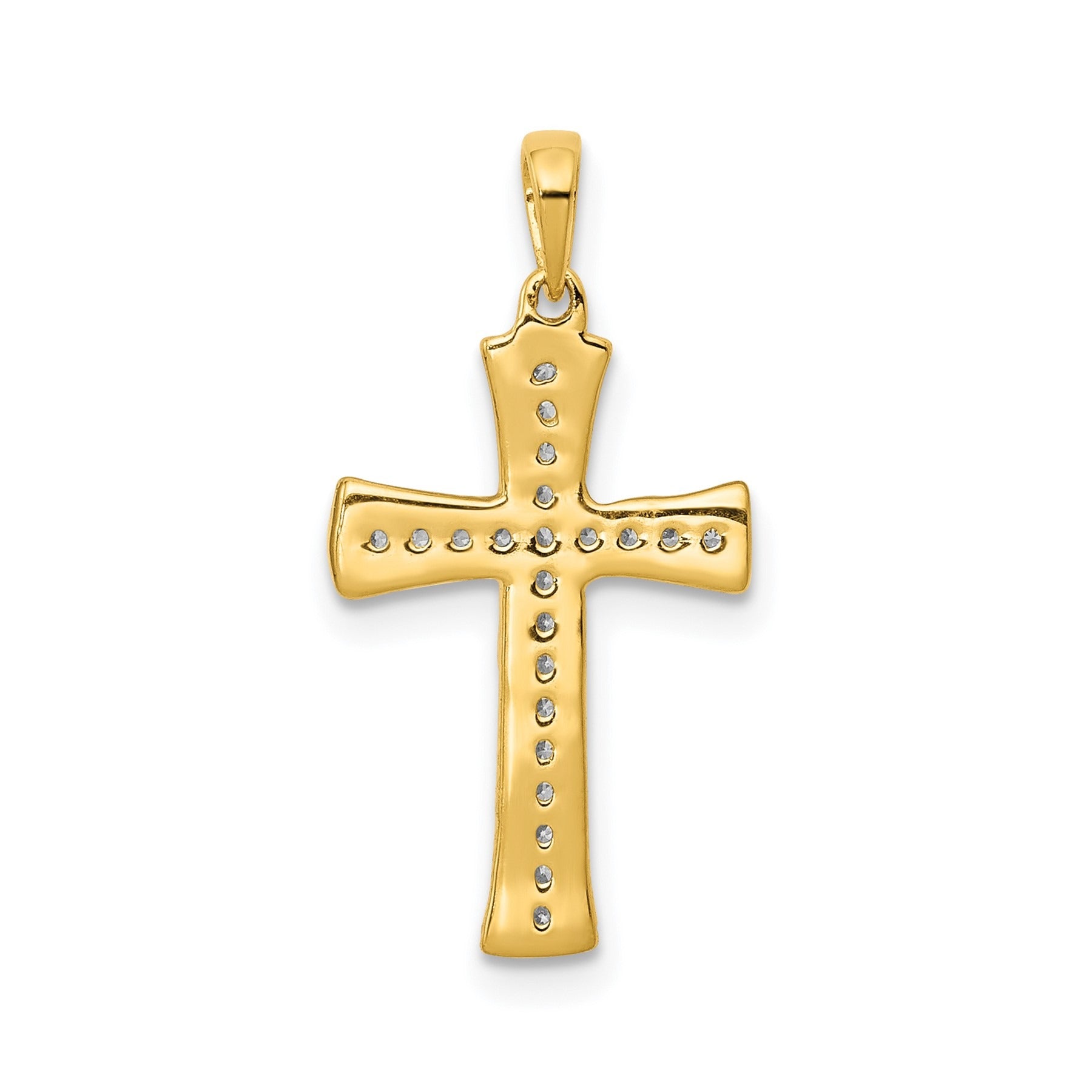 14k Yellow Gold 1/10 carat Lab Grown Diamond Cross Pendant