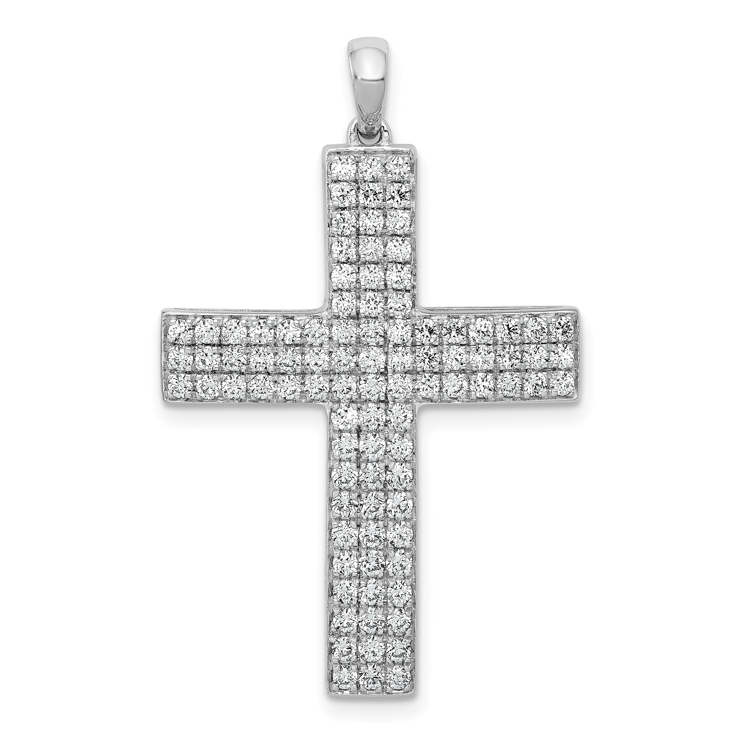 14k White Gold Lab Grown Diamond Latin Cross Pendant