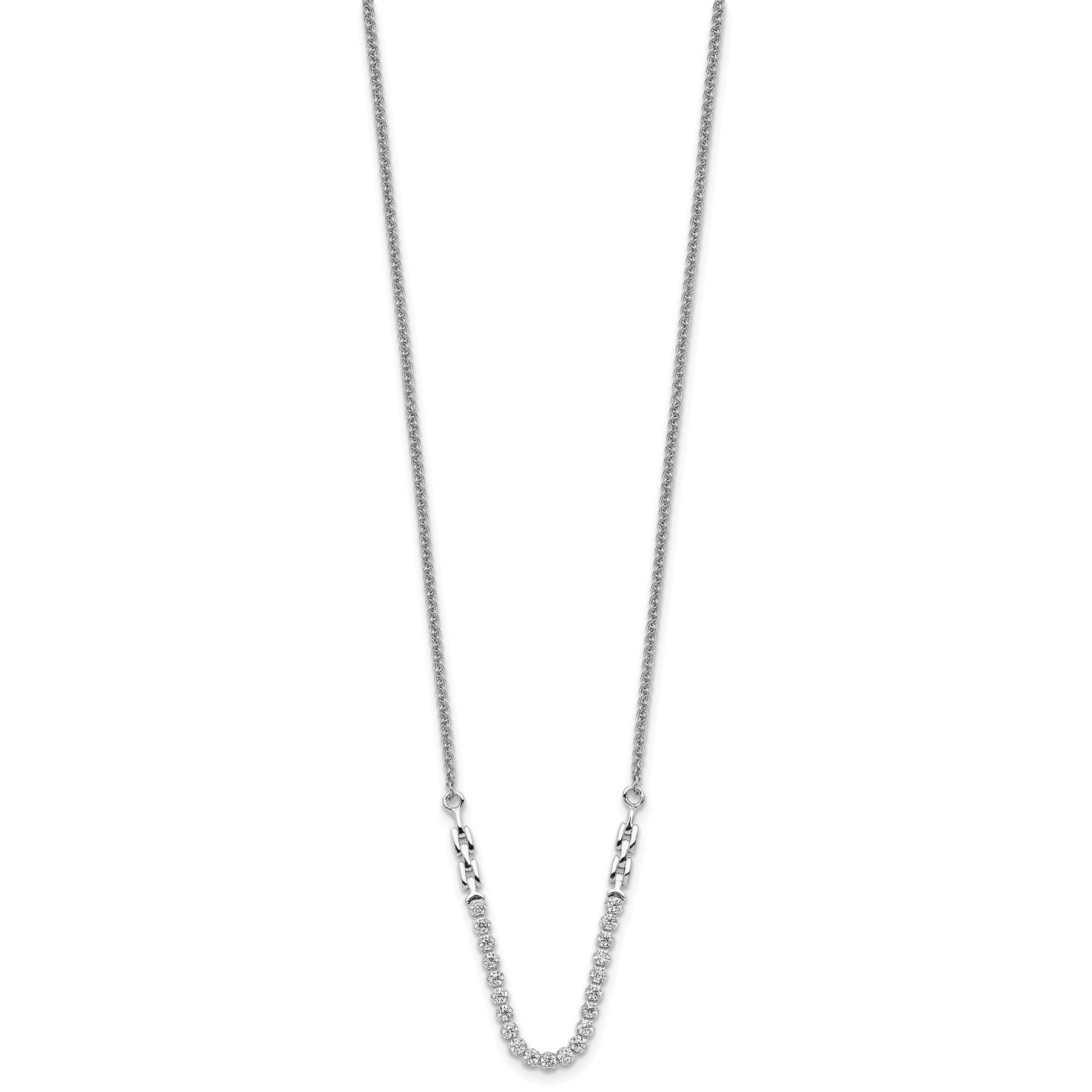 14k White Gold Lab Grown Diamond Adjustable Tennis Bolo Necklace