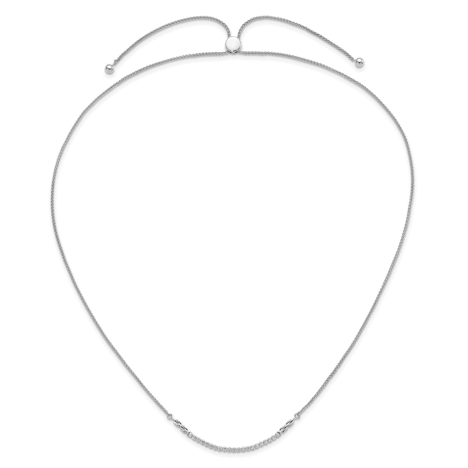 14k White Gold Lab Grown Diamond Adjustable Tennis Bolo Necklace