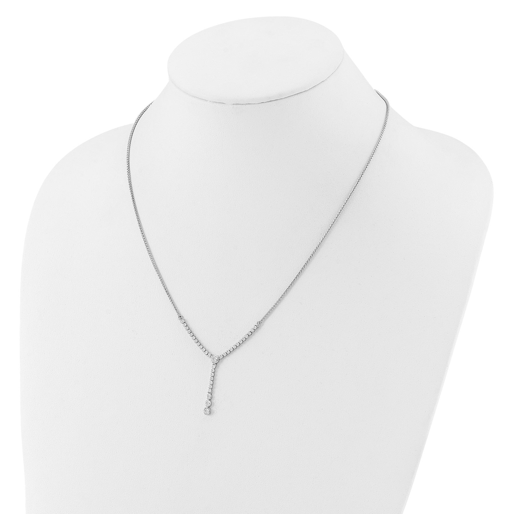 14k White Gold Lab Grown Diamond Tennis Style Bolo Necklace