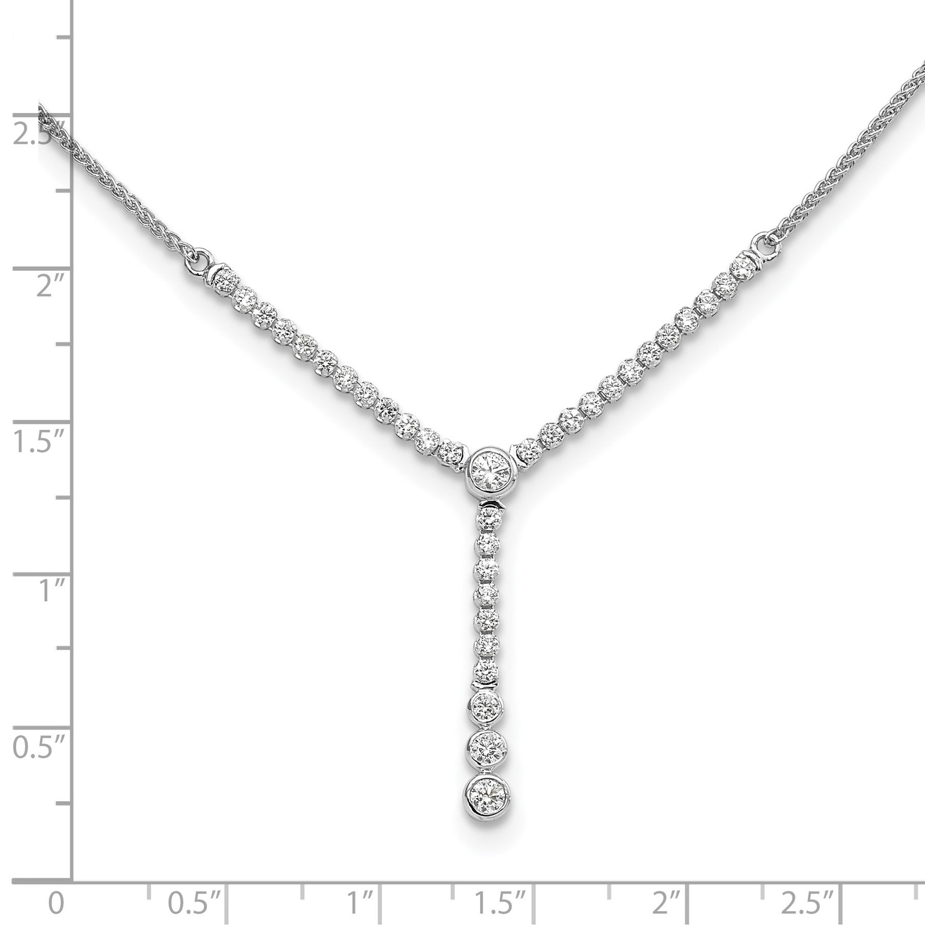14k White Gold Lab Grown Diamond Tennis Style Bolo Necklace 1 ctw