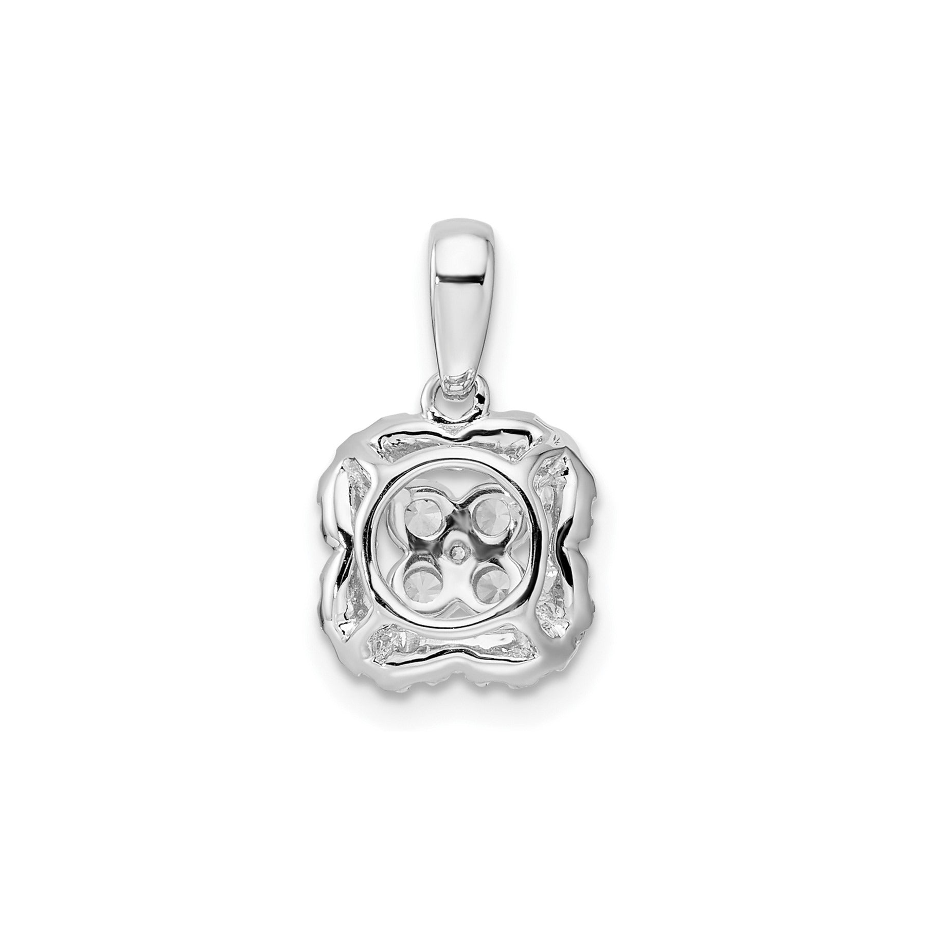 14k White Gold Lab Grown Diamond Square Halo Pendant 3/8 ct
