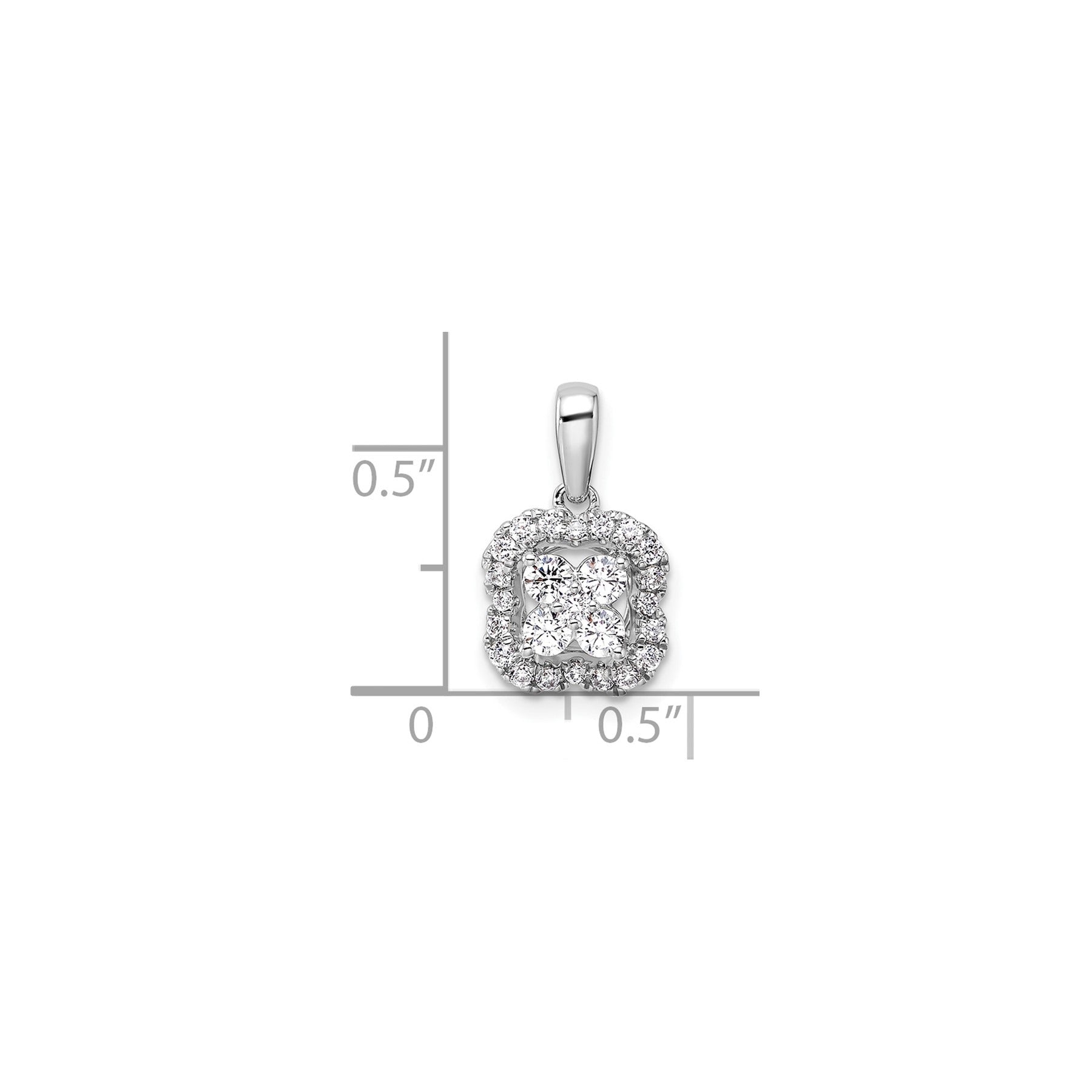 14k White Gold Lab Grown Diamond Square Halo Pendant 3/8 ct