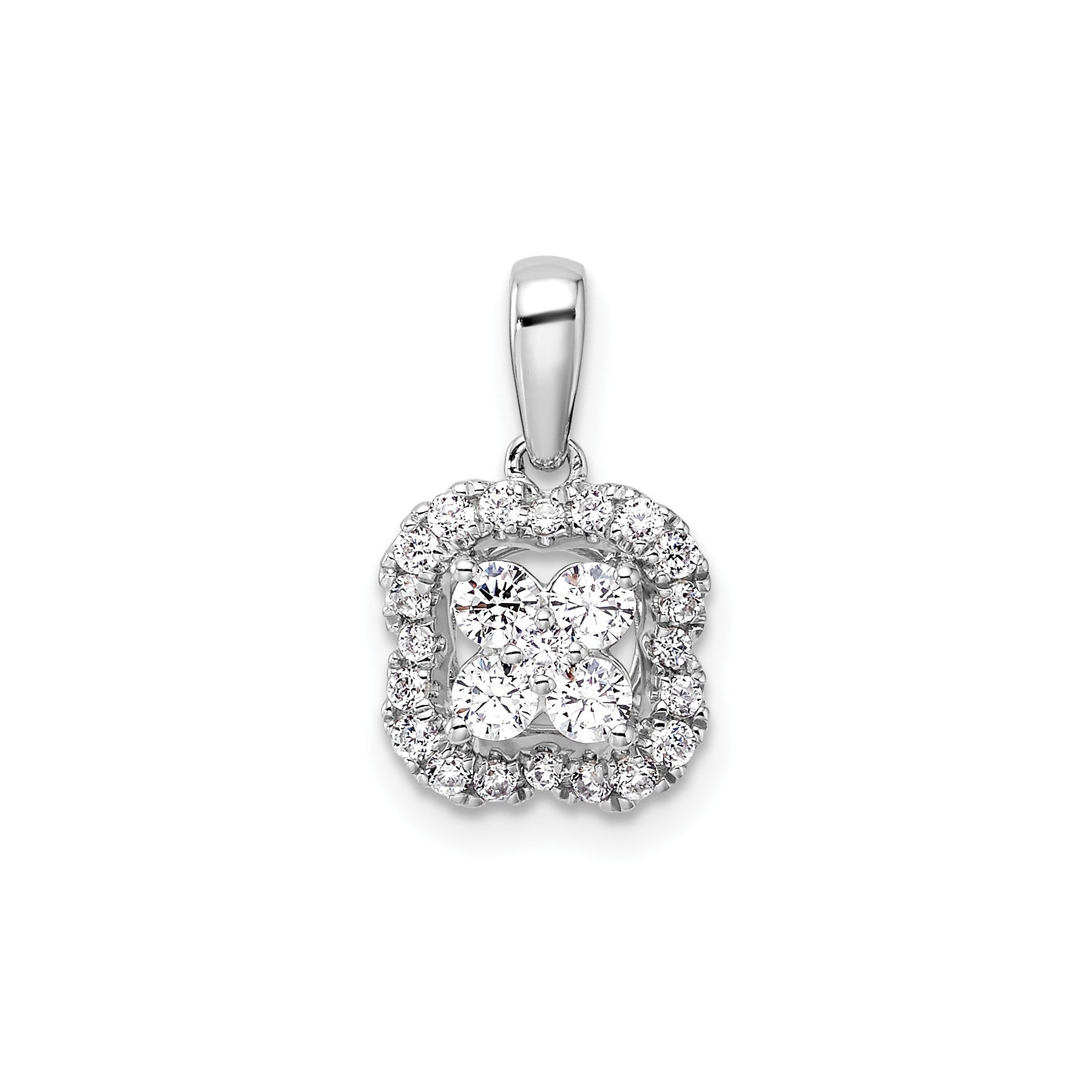 14k White Gold Lab Grown Diamond Square Halo Pendant 3/8 ct