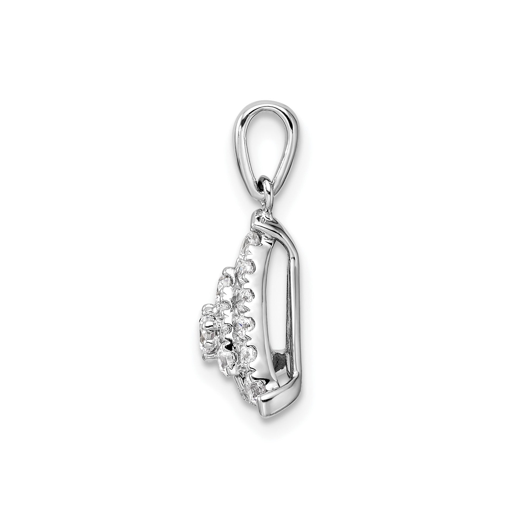 14k White Gold 1/2 carat Lab Grown Diamond Triangle Cluster Pendant