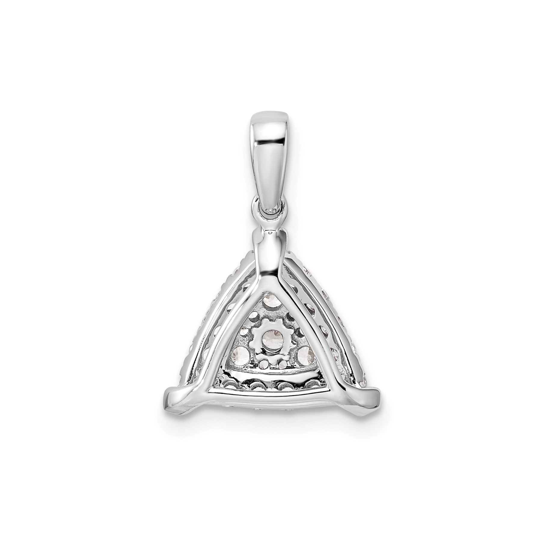 14k White Gold 1/2 carat Lab Grown Diamond Triangle Cluster Pendant