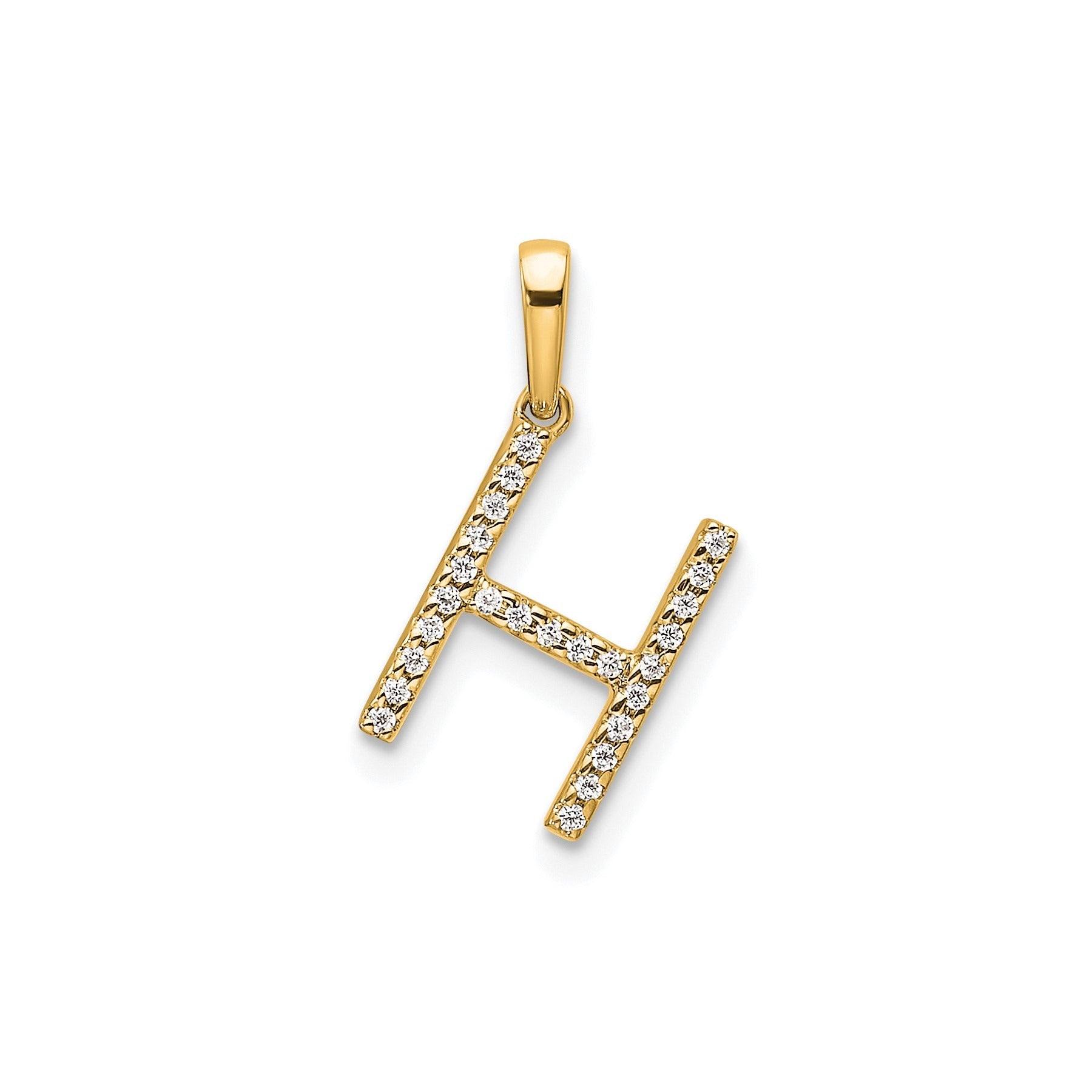 14K Gold Letter Initial Pave Diamond Pendant