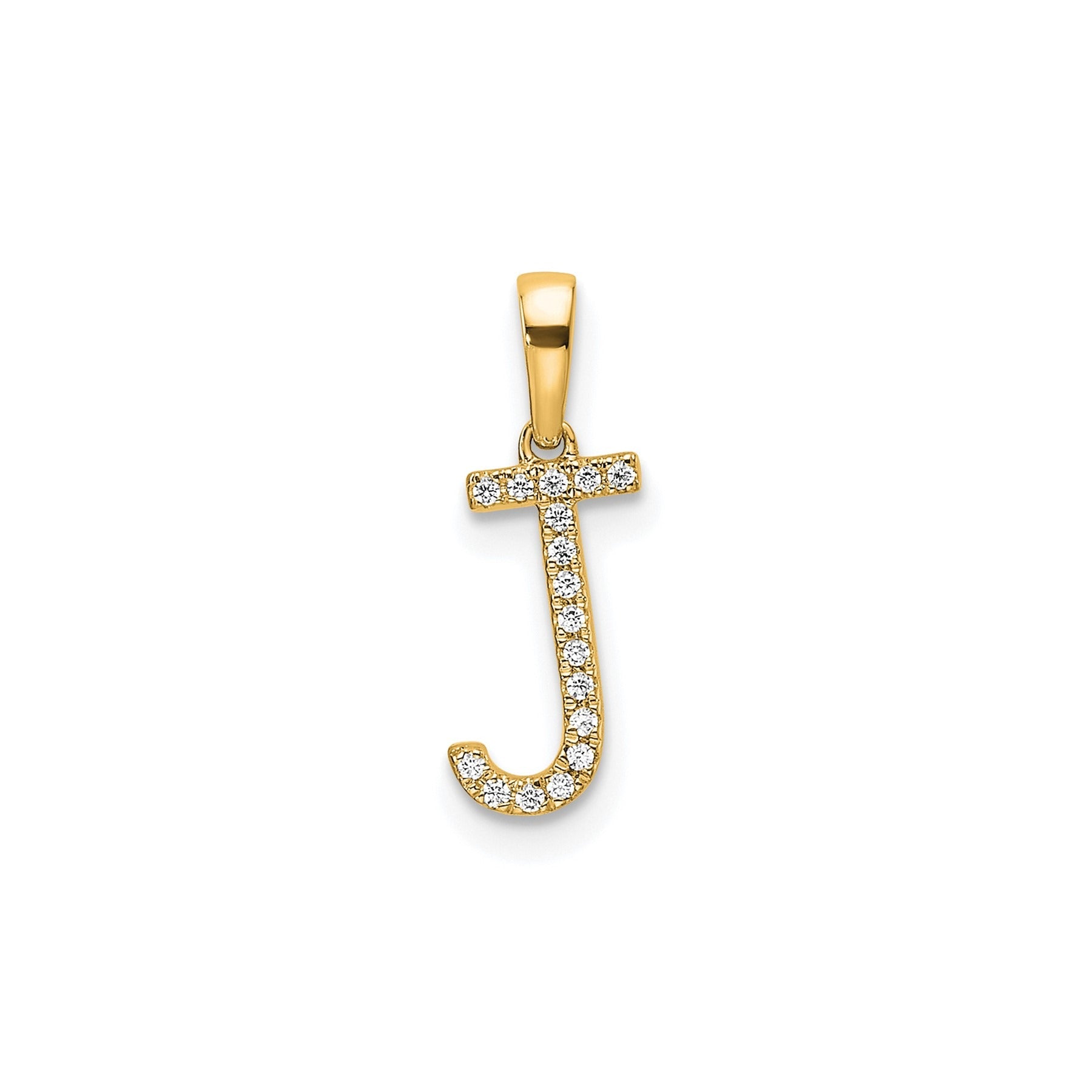 14K Gold Letter Initial Pave Diamond Pendant