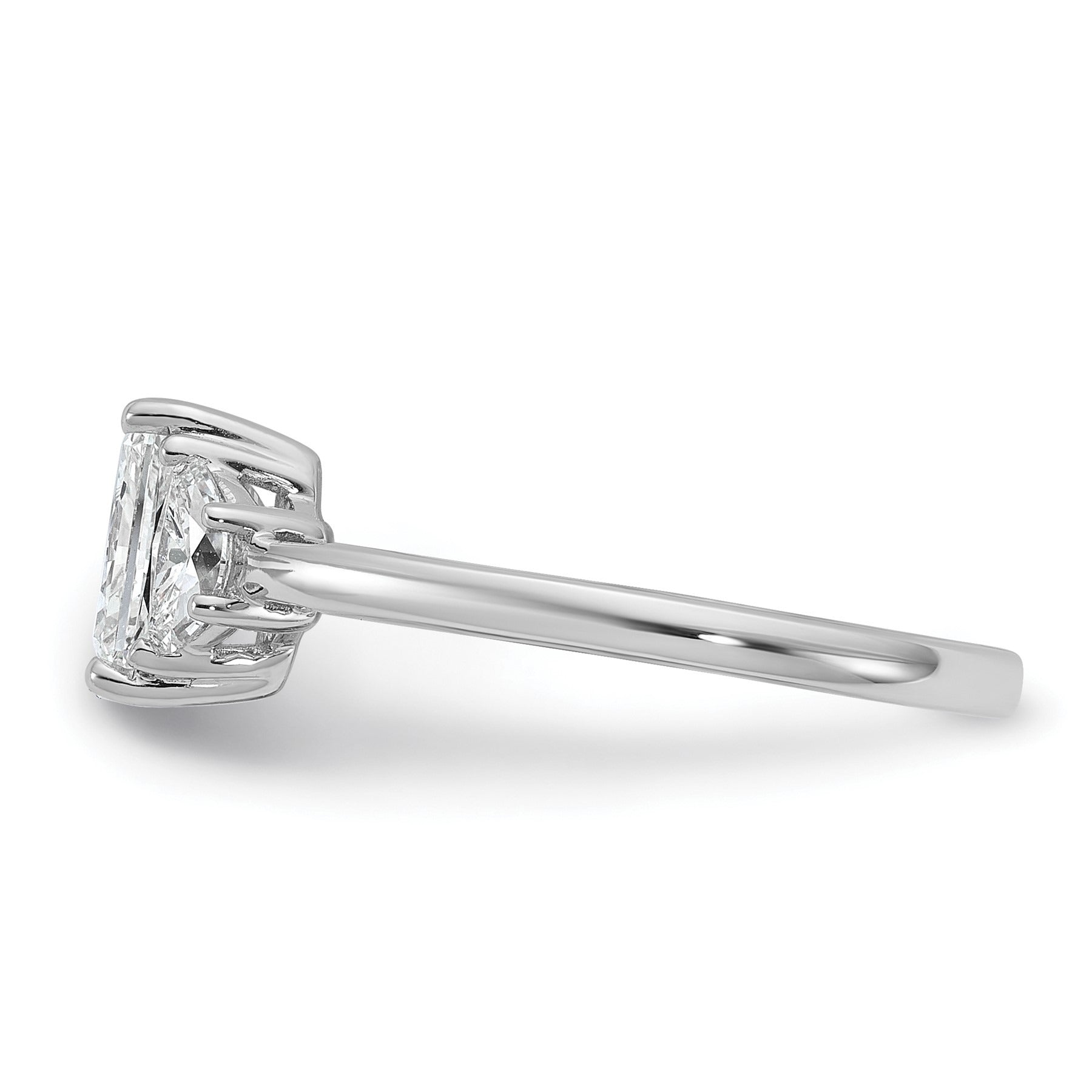 14K White Gold Lab Diamond 3 Stone Semi Mount Engagement Ring
