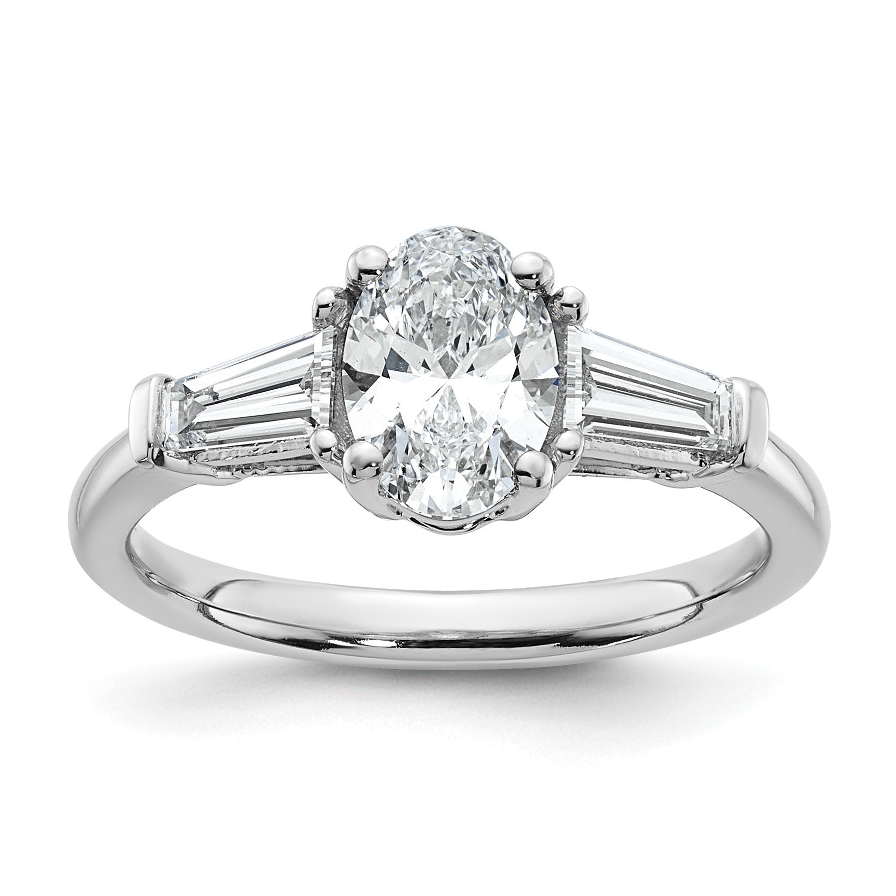 Lab Grown Diamond Oval and Baguette 3-Stone Ring
