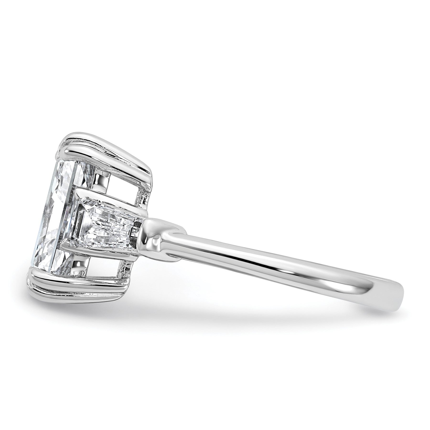 14K White Gold Lab Grown Diamond Baguette 3-Stone Bridal Rings