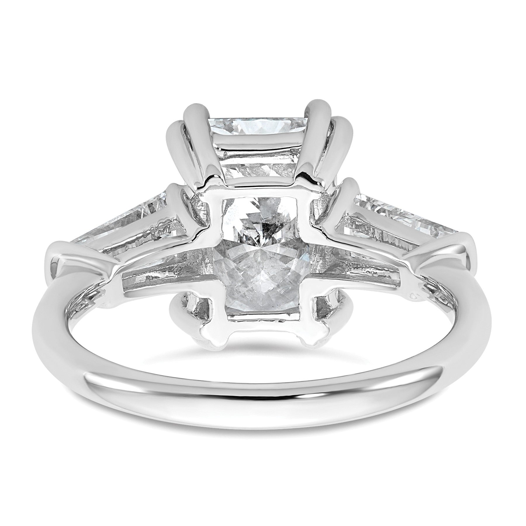 14K White Gold Lab Grown Diamond Baguette 3-Stone Bridal Rings