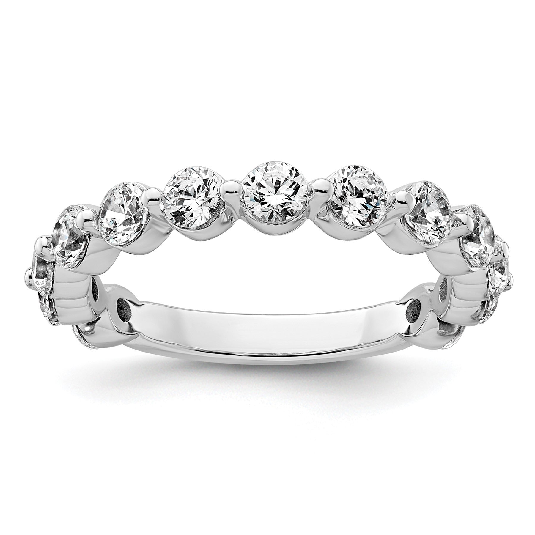 14K White Gold Lab Grown Round Diamond Wedding Band Ring