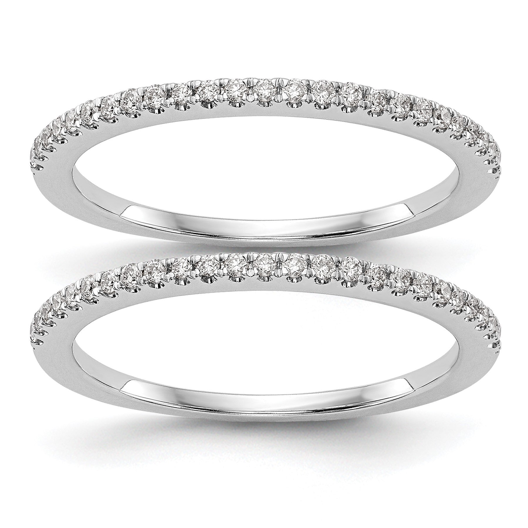 14k White Gold Lab Grown Diamond Set of Two Eternity Wedding Bands