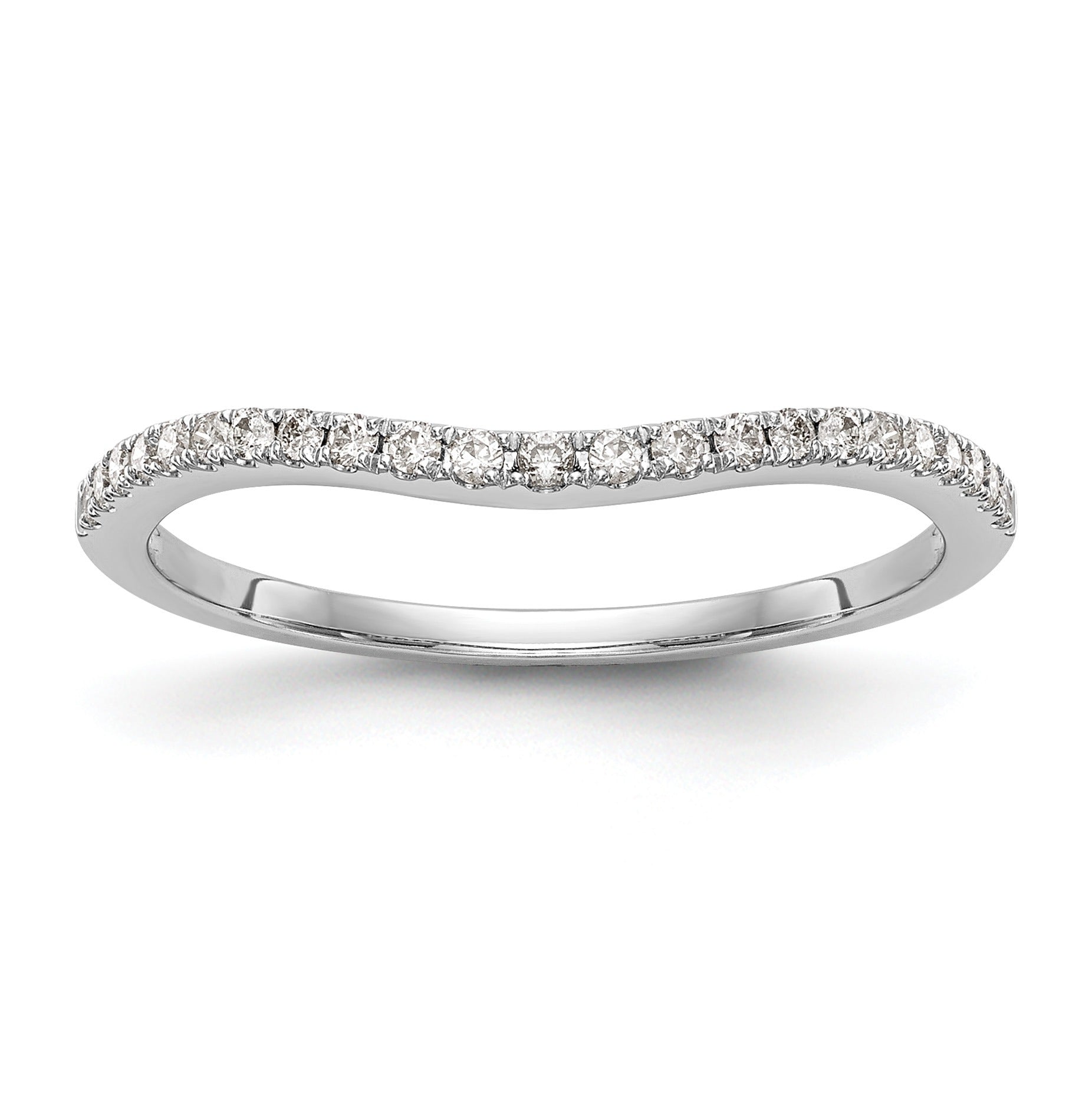 0.12 Ct Round Lab Diamond Pavé 14K White Gold Curved Wedding Enhancer Band