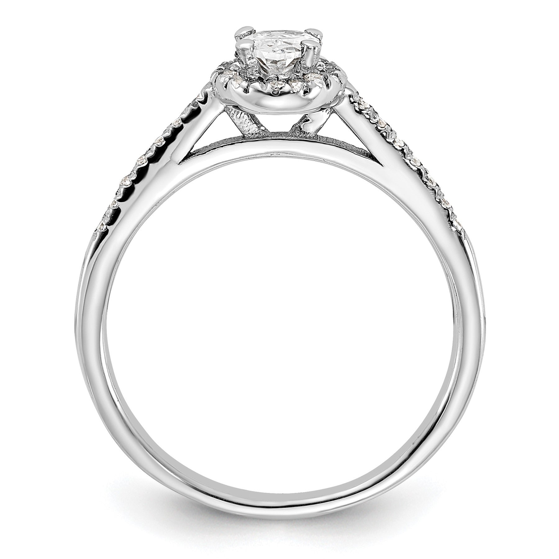 14K White Gold Lab Grown Oval Diamond Halo Engagement Ring 0.75 ct