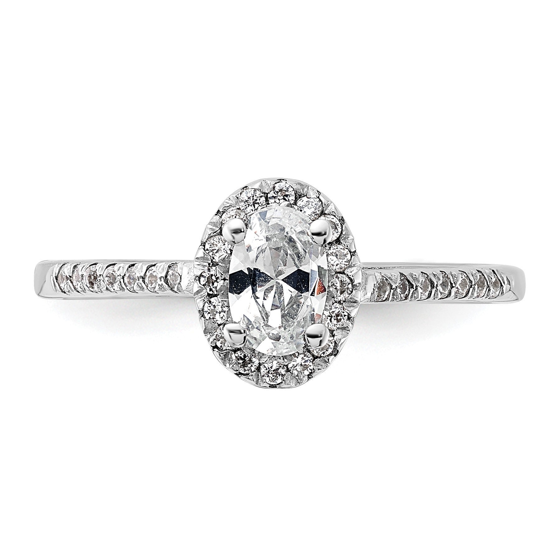 14K White Gold Lab Grown Oval Diamond Halo Engagement Ring 0.75 ct