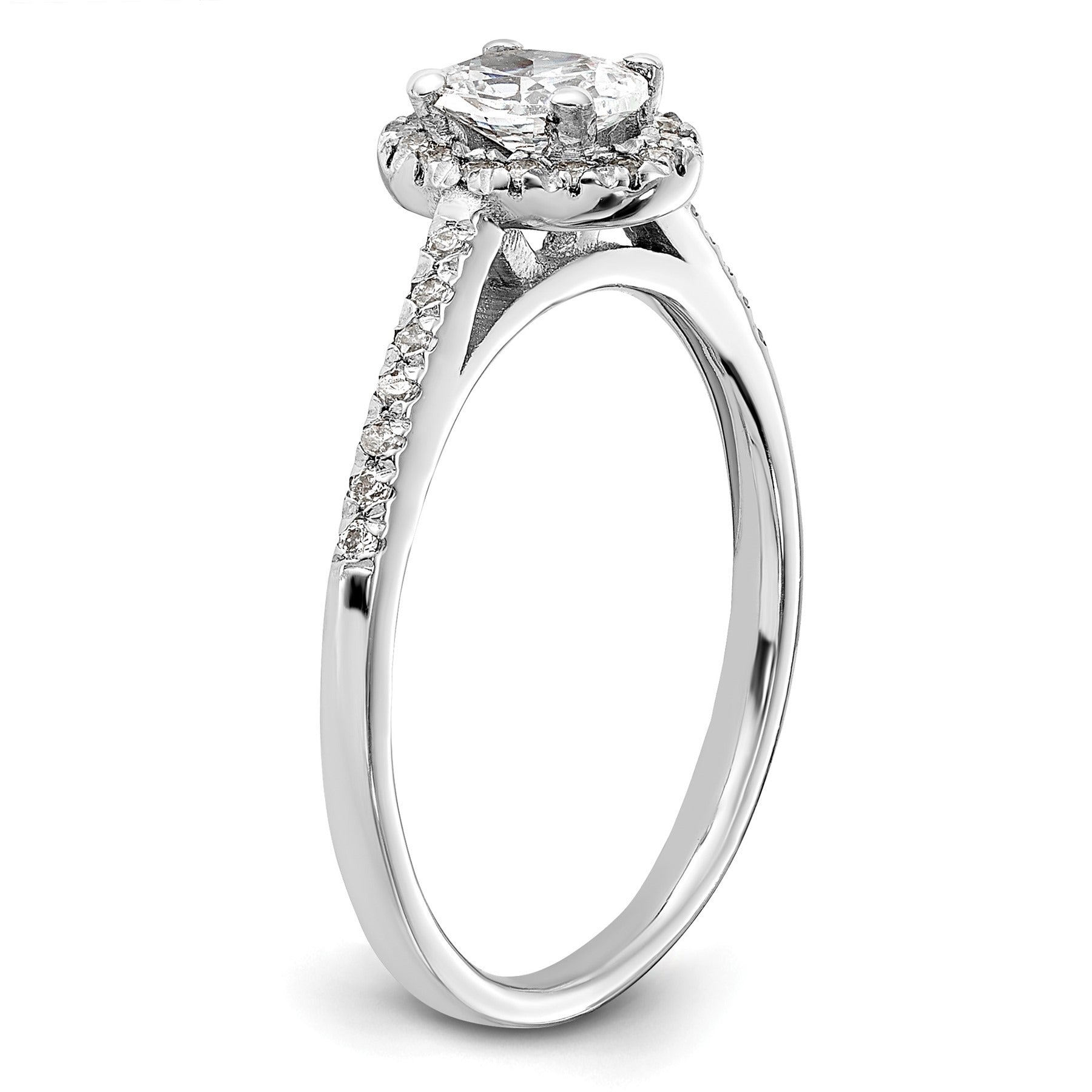14K White Gold Lab Grown Oval Diamond Halo Engagement Ring 0.75 ct