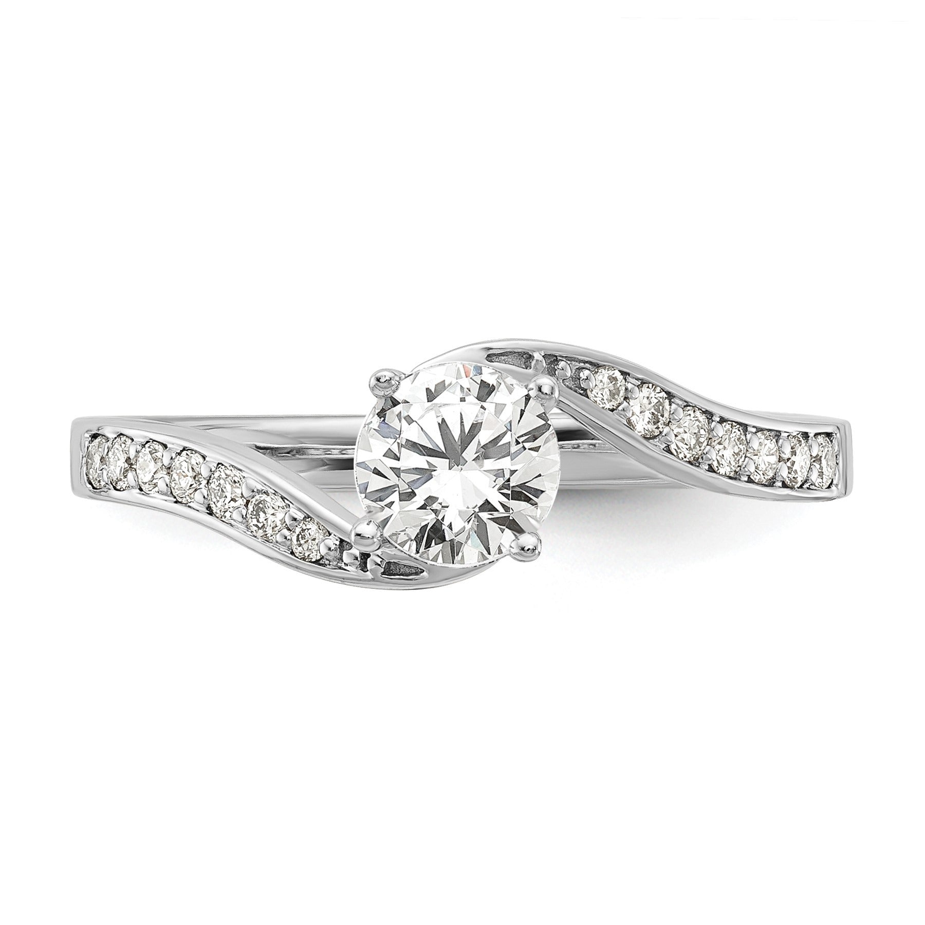 14k White Gold Lab Grown Diamond Round By-Pass Engagement Ring