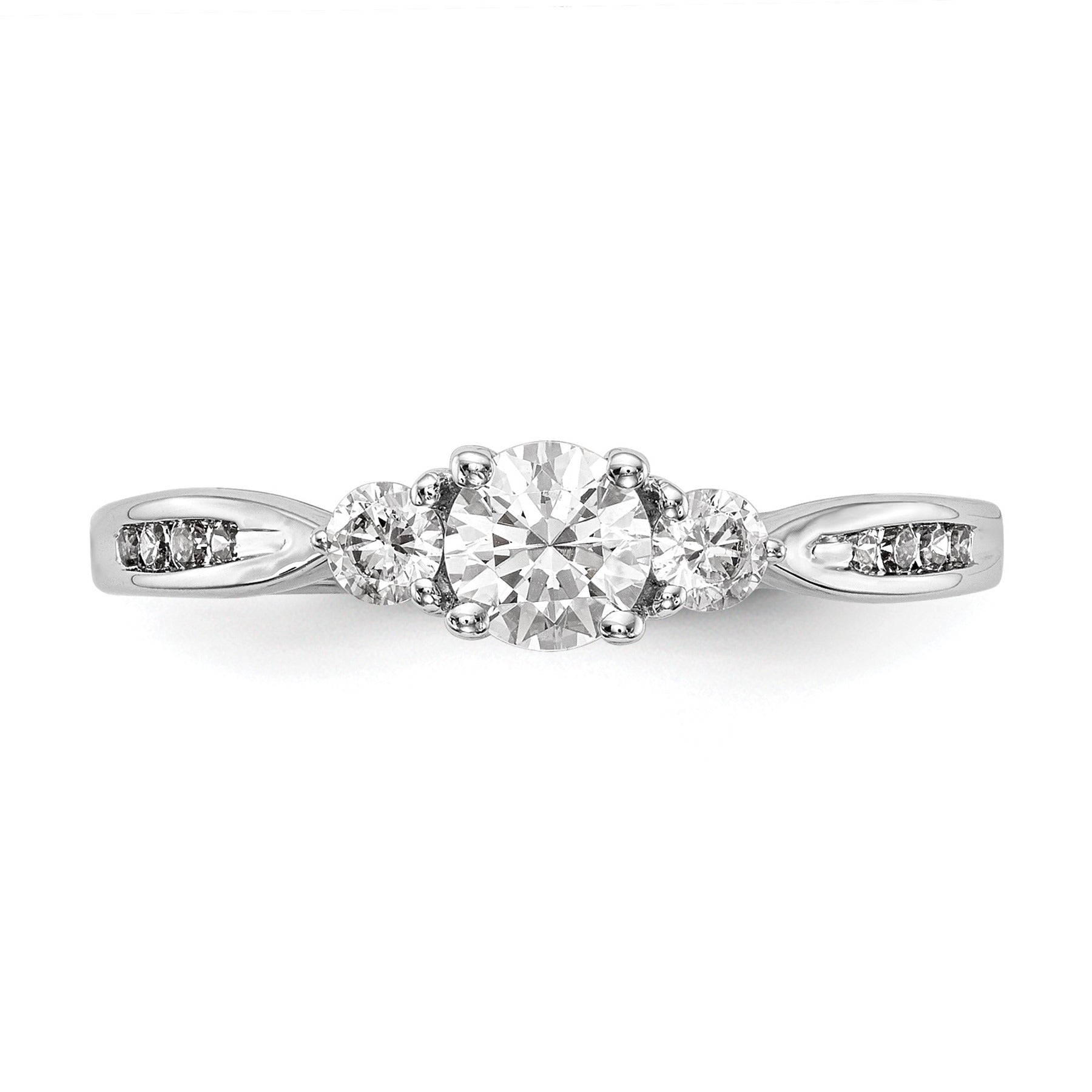14k White Gold Lab Grown Diamond 3-Stone Engagement Ring 0.62 Ct