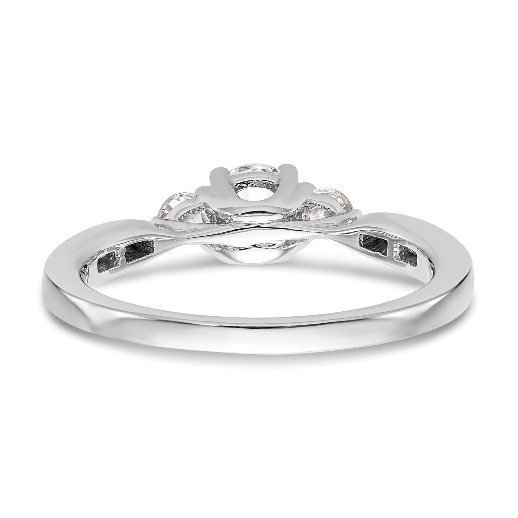 14k White Gold Lab Grown Diamond 3-Stone Engagement Ring 0.62 Ct