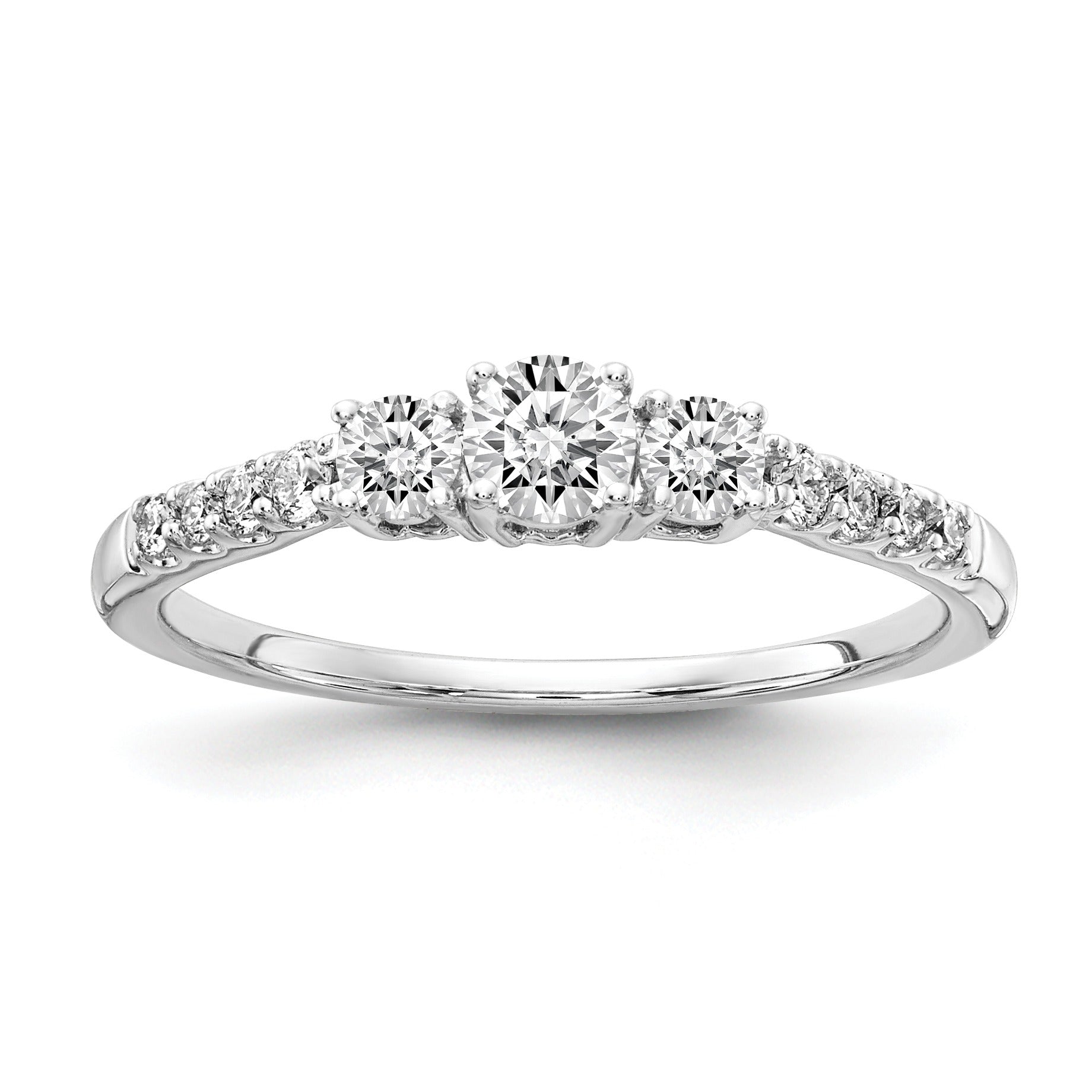 14k Gold Lab Grown Diamond 3-Stone Engagement Ring - Fine Diamond