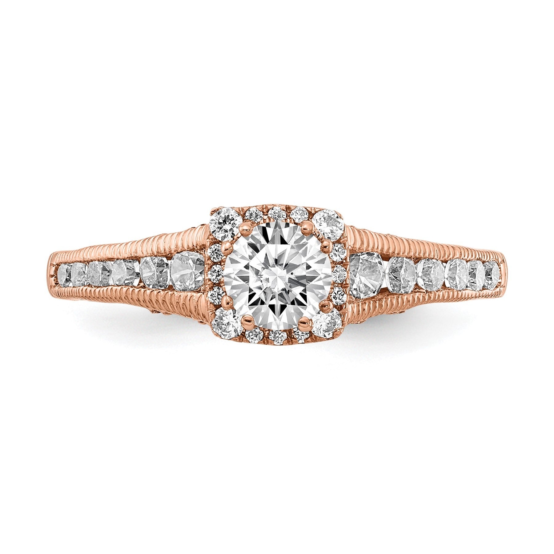 14k Rose Gold Lab Grown Diamond Petite Halo Engagement Ring 0.4 ct