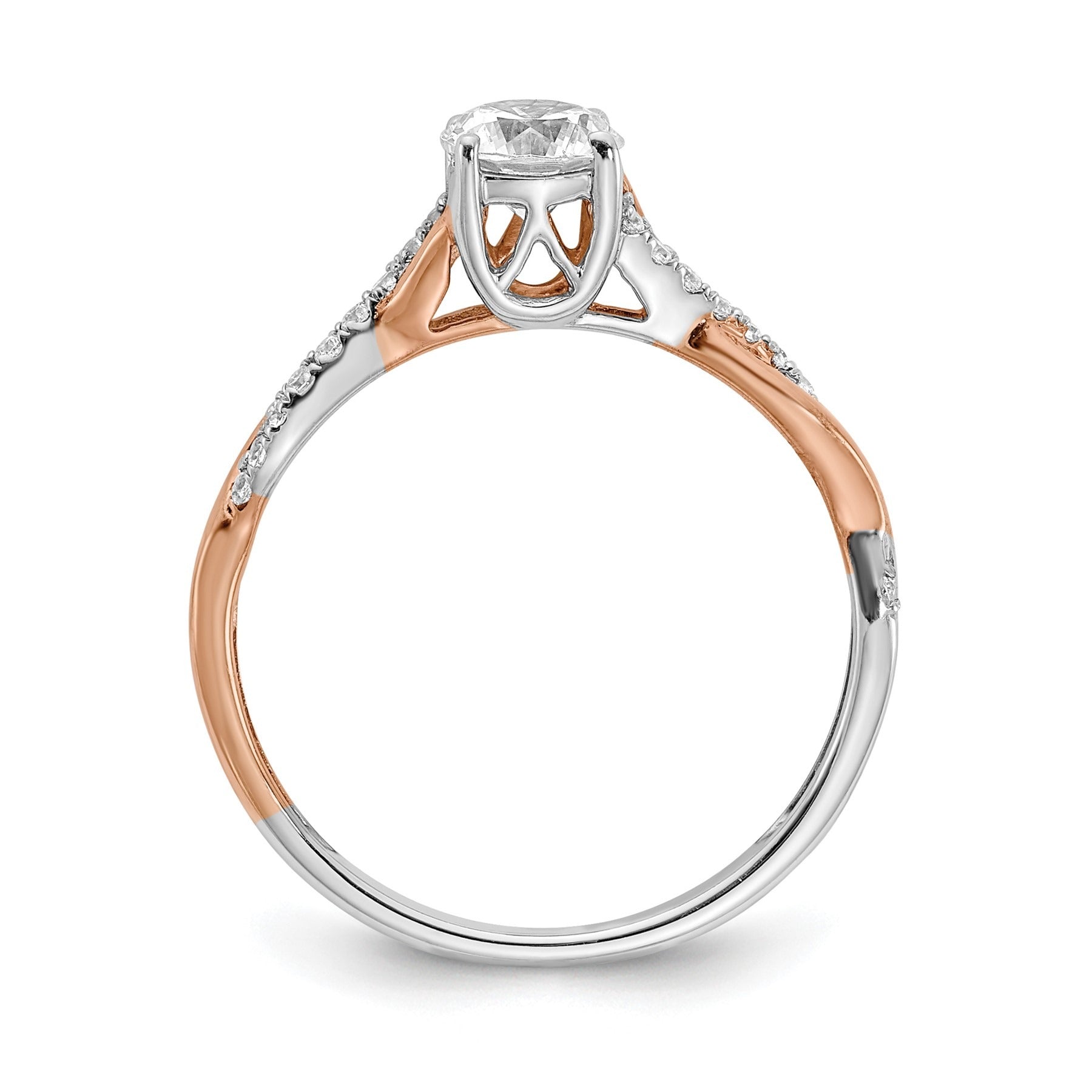 14k Two-tone Gold Lab Grown Diamond Bypass Engagement Ring 0.62 carat