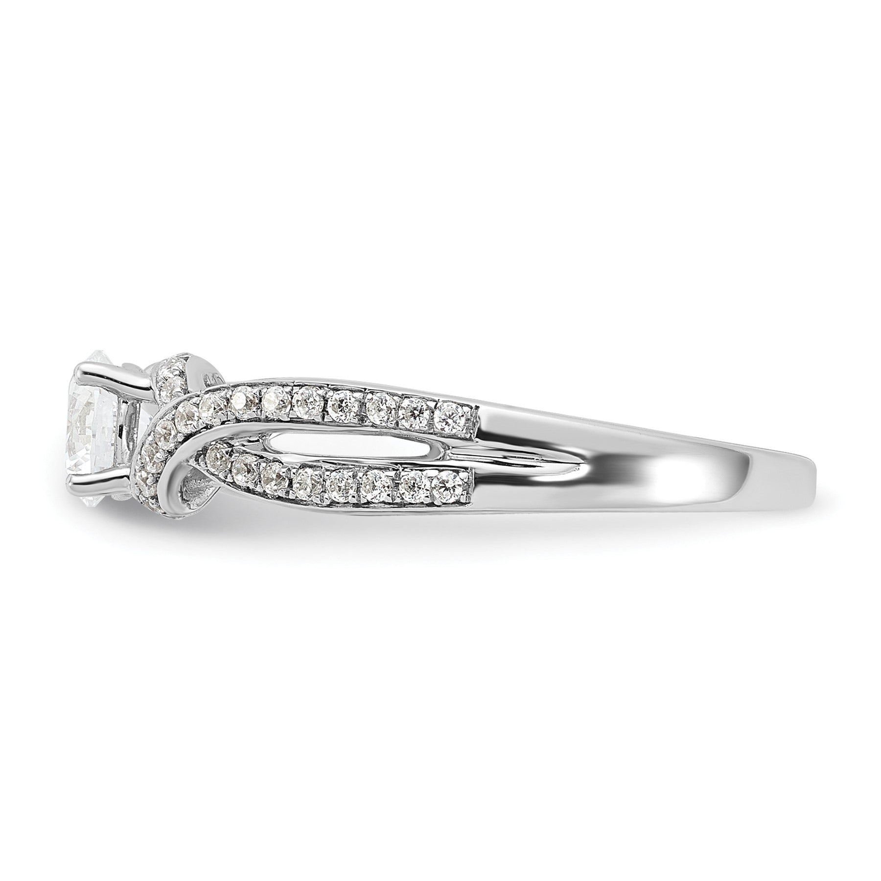 14k White Gold Lab Grown Diamond Twist Bypass Engagment Ring 0.7 ct