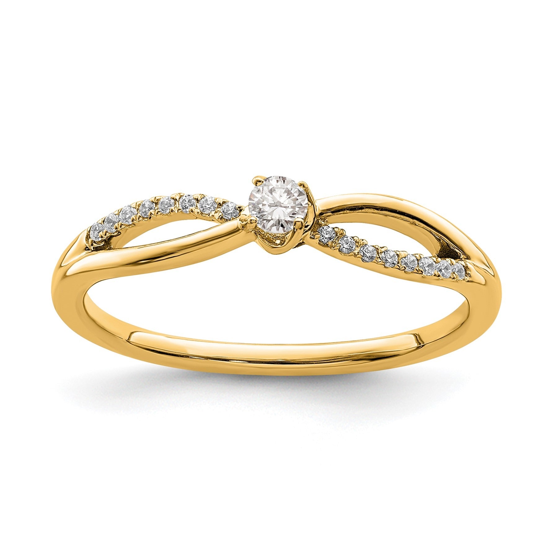 14K Yellow Gold Lab Grown Diamond Round Petite Infinity Ring