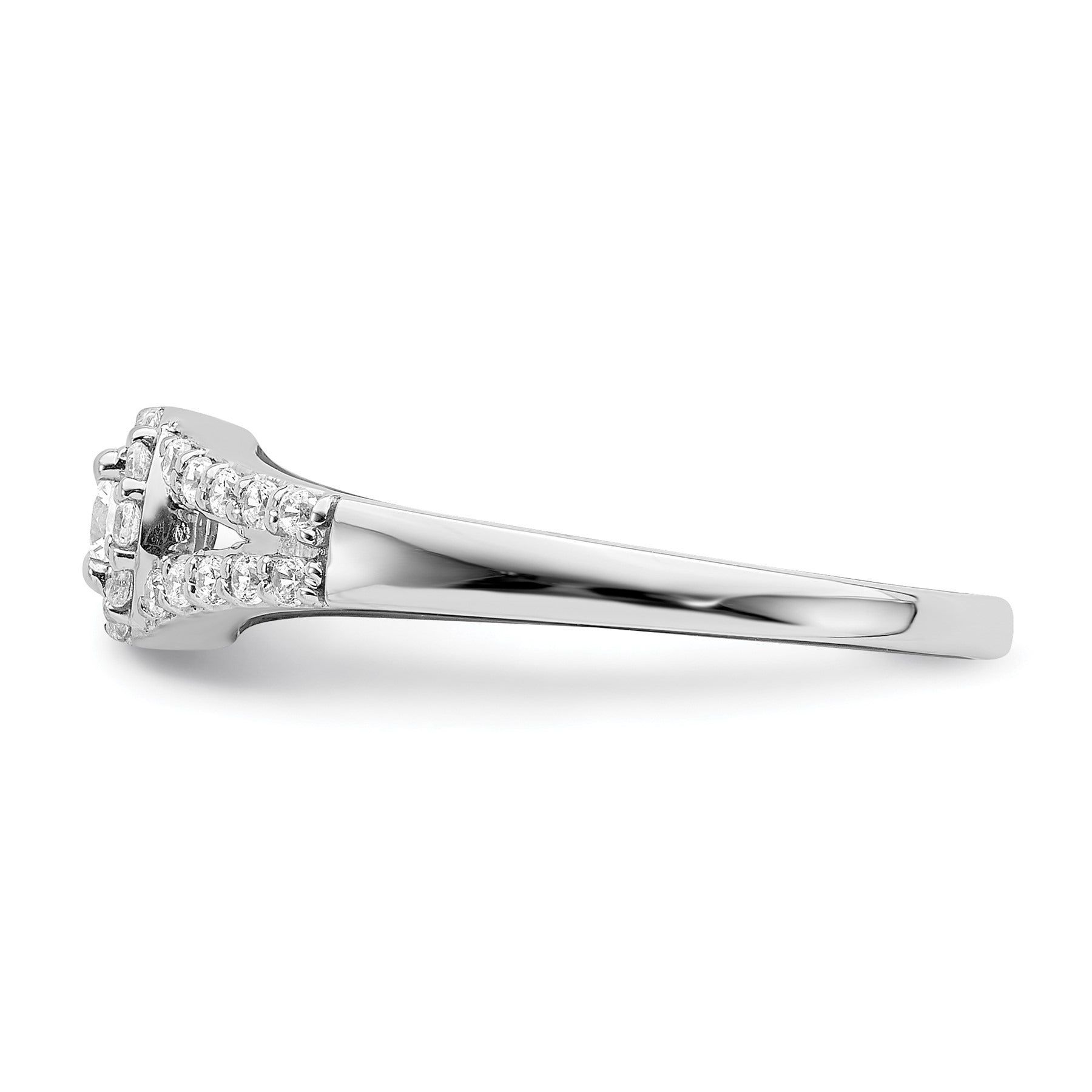 10k White Gold Lab Grown Diamond Round Halo Engagement Ring