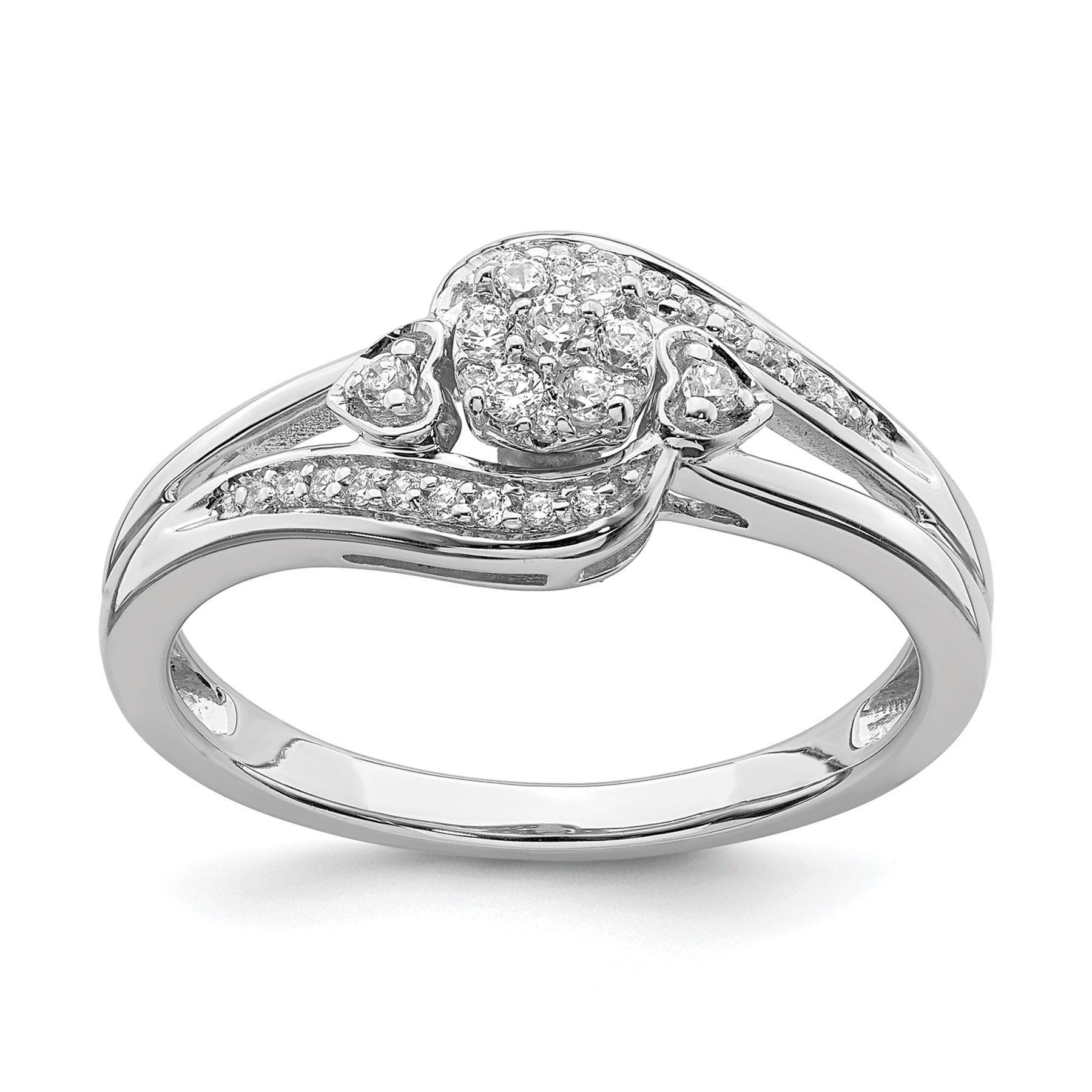 10K White Gold Lab Grown Diamond Cluster Engagement Ring