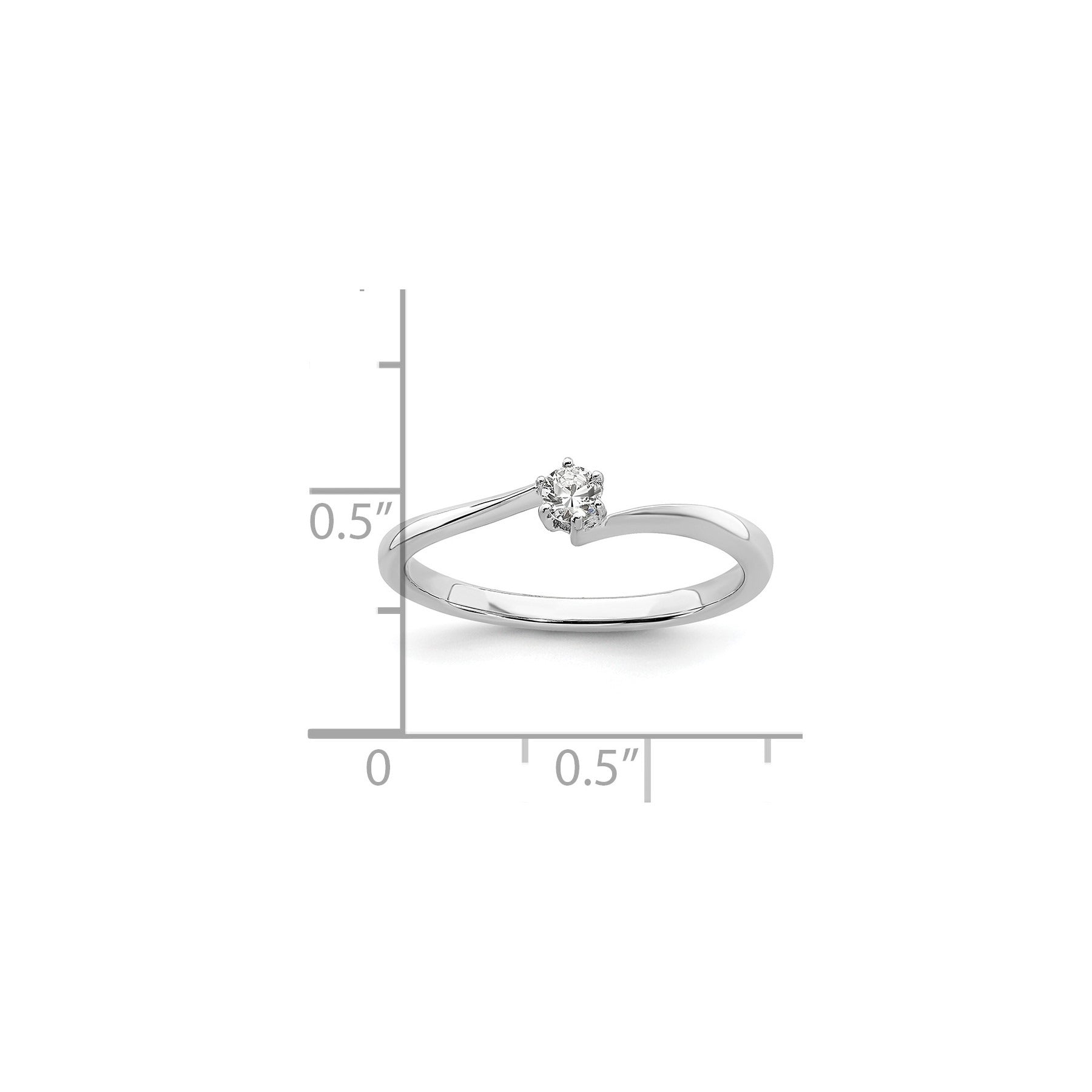 14K White Gold Lab Grown Diamond Petite Round Engagement Ring