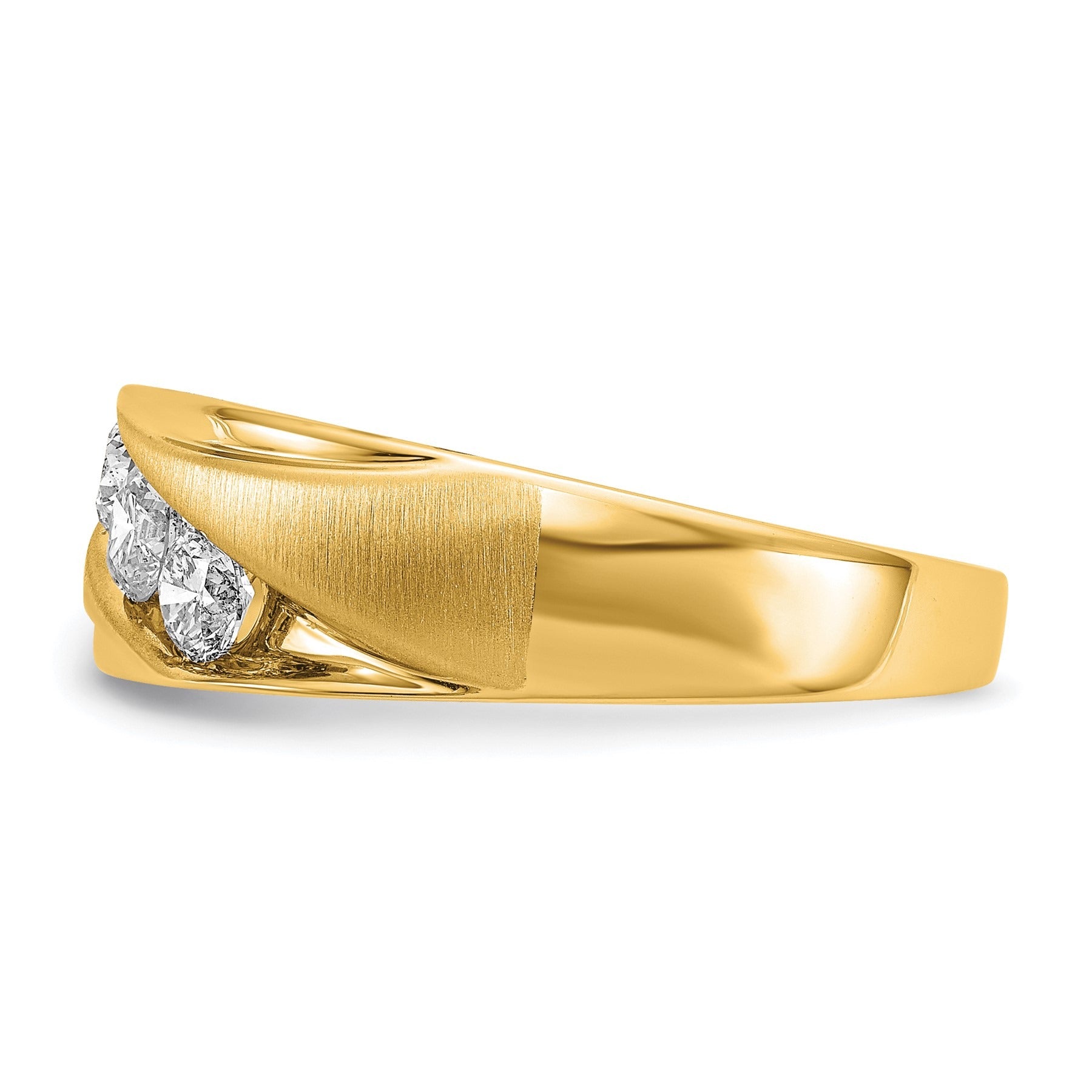 Lab Grown Diamond Three Stone Wedding Band Men Ring